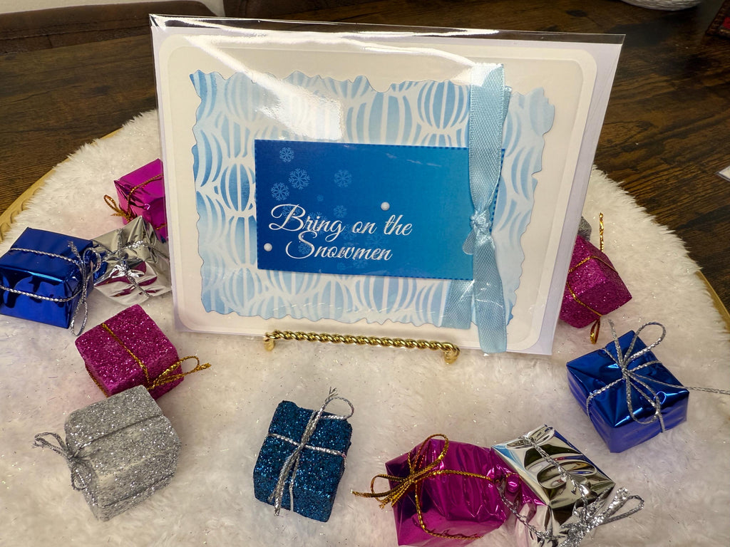 Blue and White Christmas Card Pack of 10 | Winter Holiday Cards