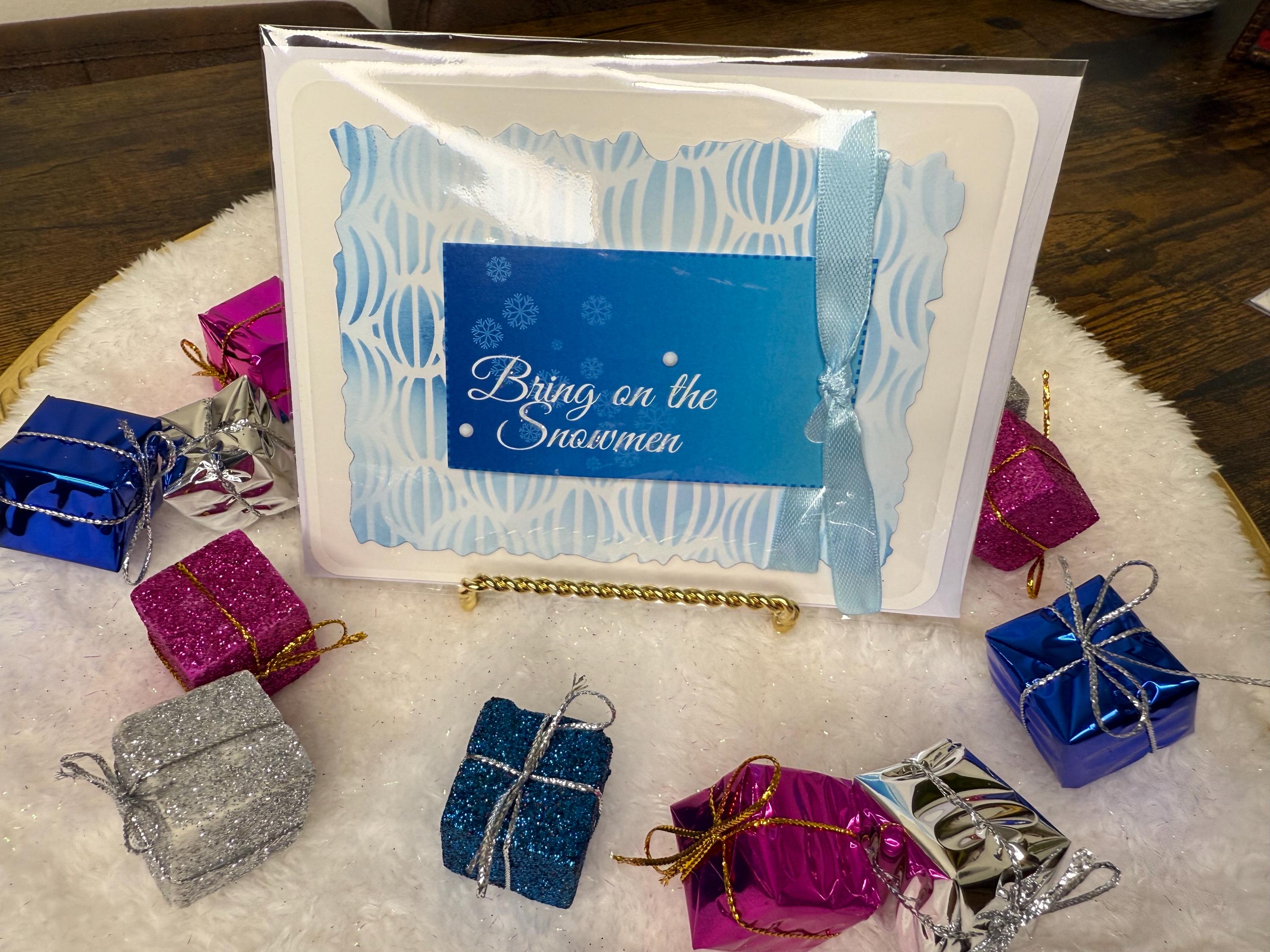 Blue and White Christmas Card Pack of 10 | Winter Holiday Cards