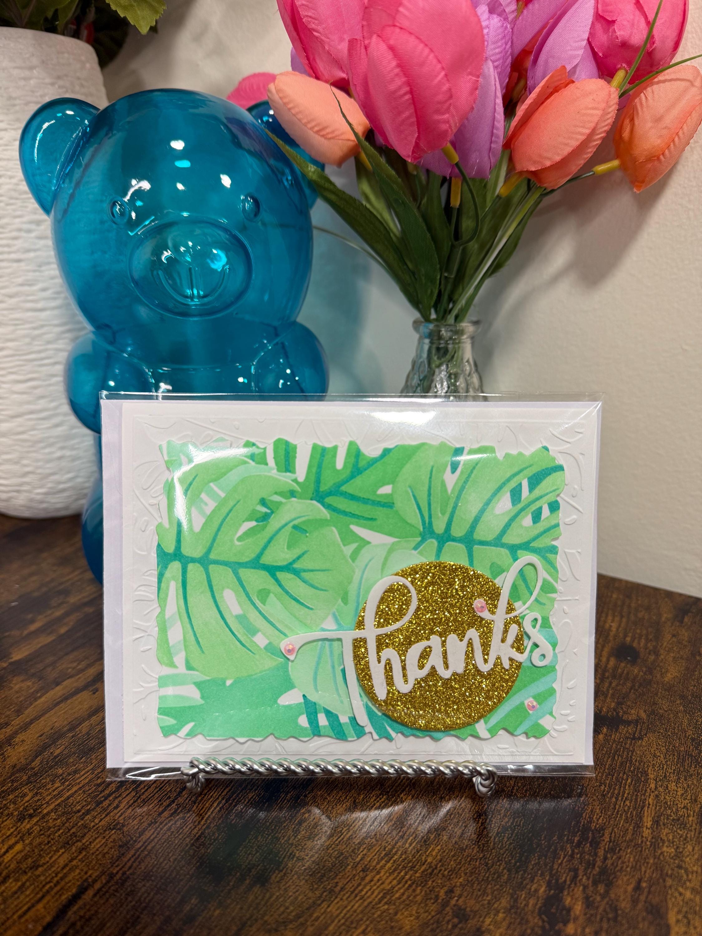 Handmade White and Green Thank You Card!