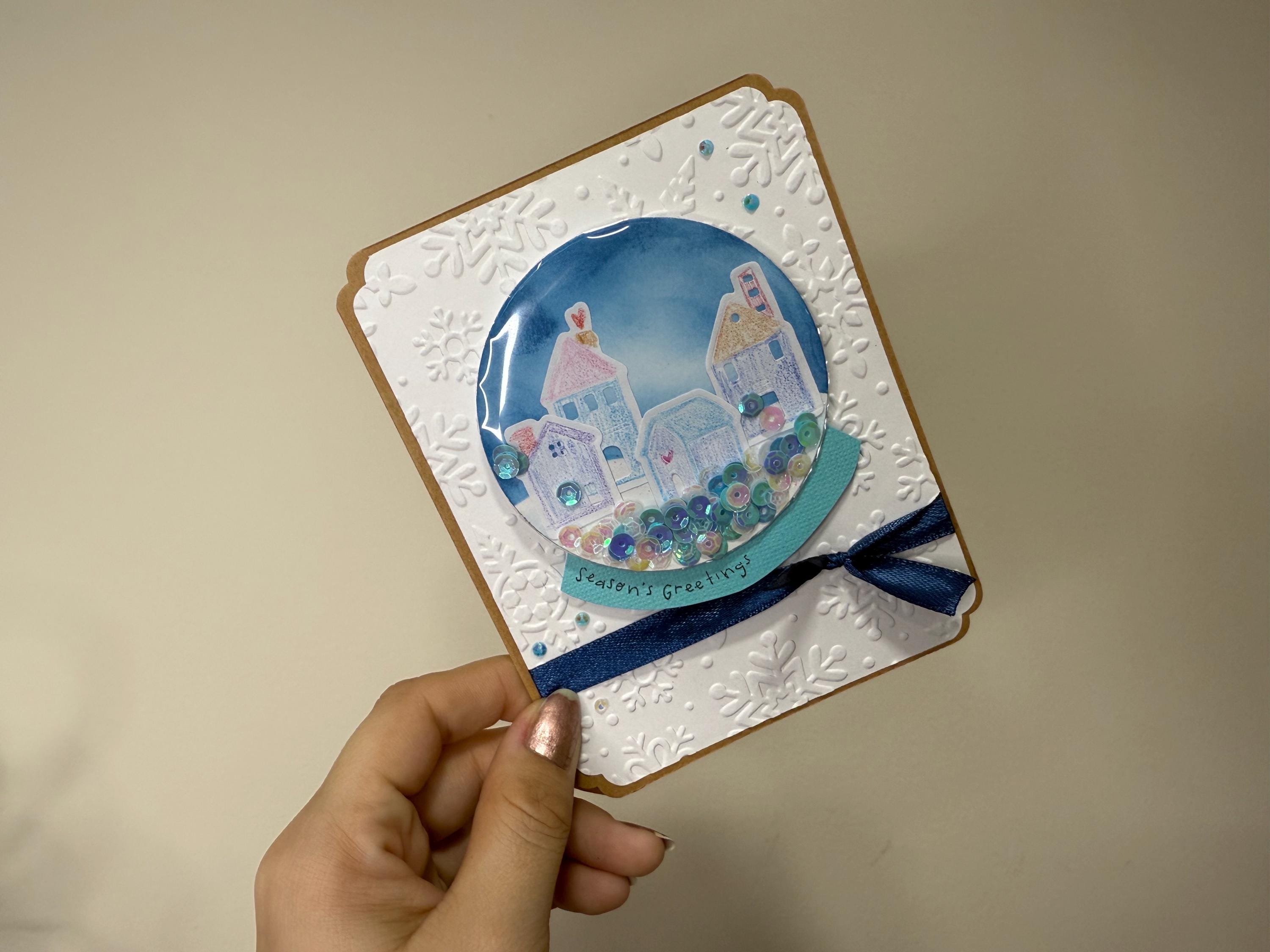 Seasons Greetings Snow globe Card | Handmade Shaker Greeting Card
