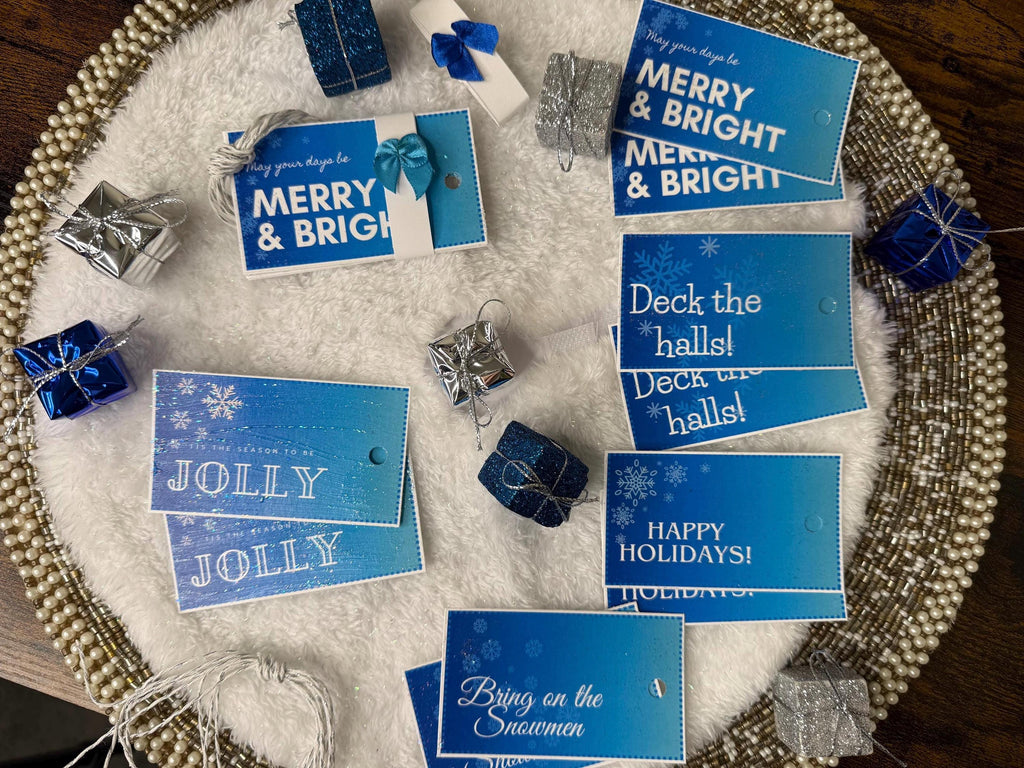 Blue Christmas Gift Tag 10 Pack | 5 Styles of Handmade Holiday Labels