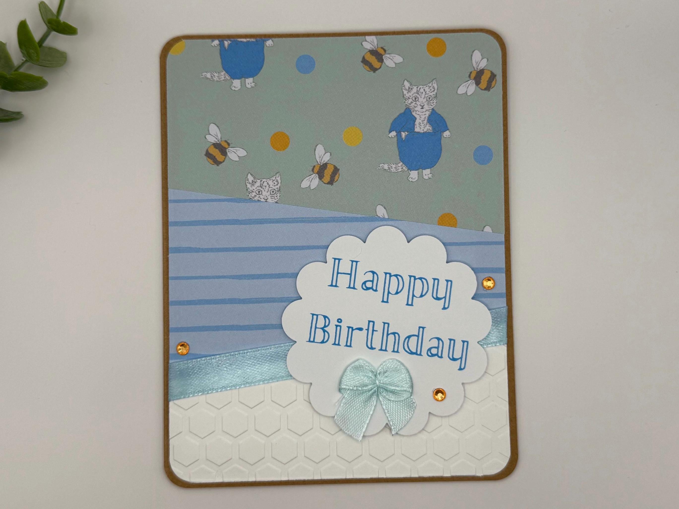 Handmade Happy Birthday Card | Whimsical Animal & Bee Note
