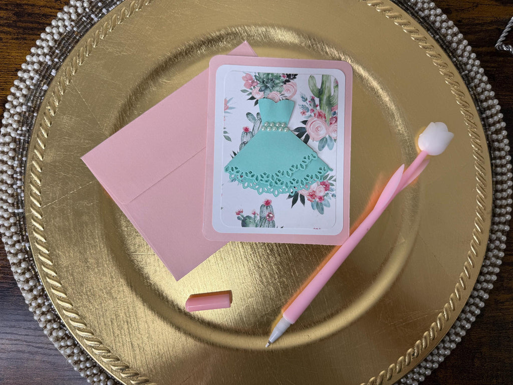 Handmade Floral Dress Card for Her