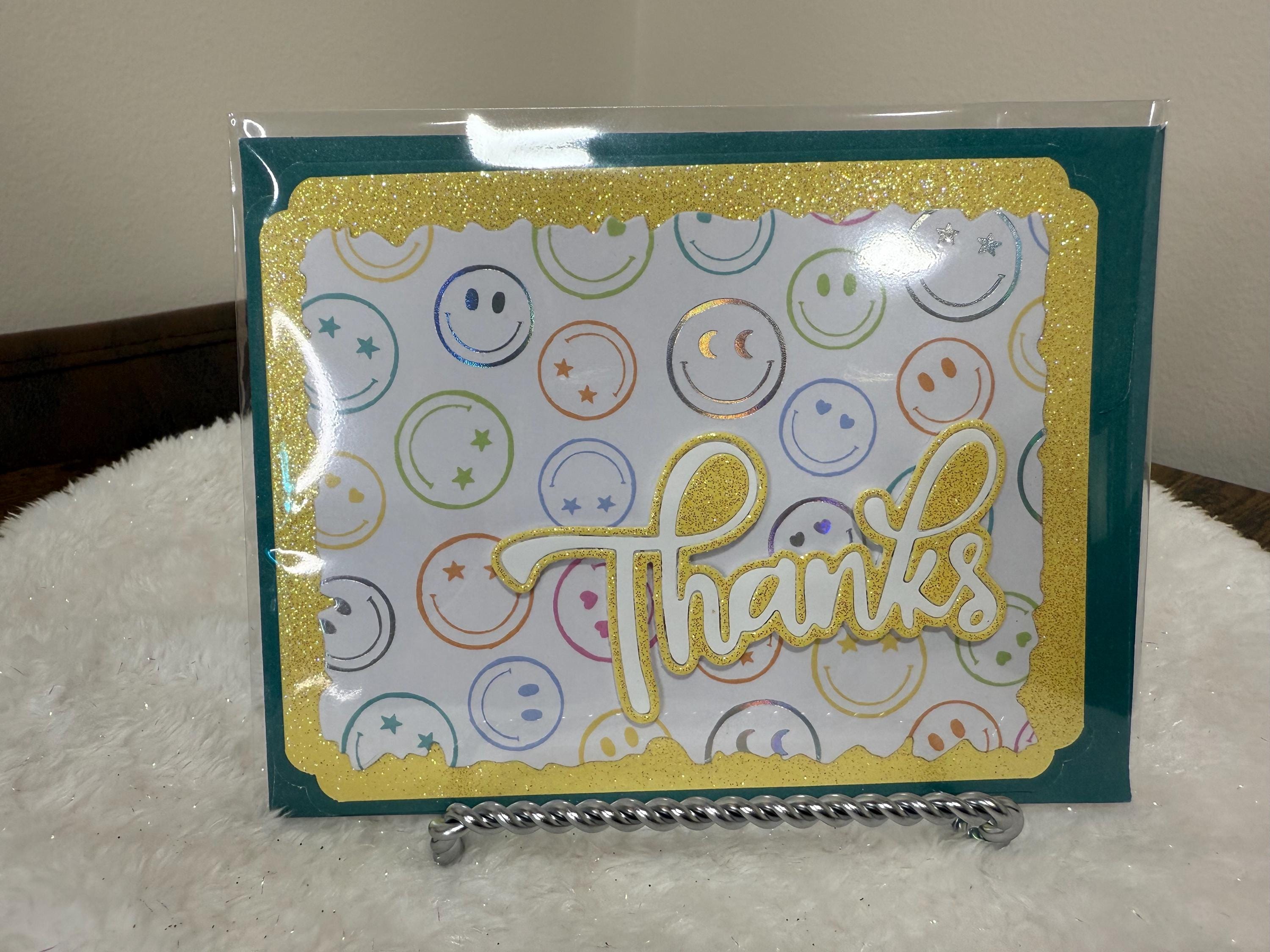 Handmade Glitter Thank You Card | For her