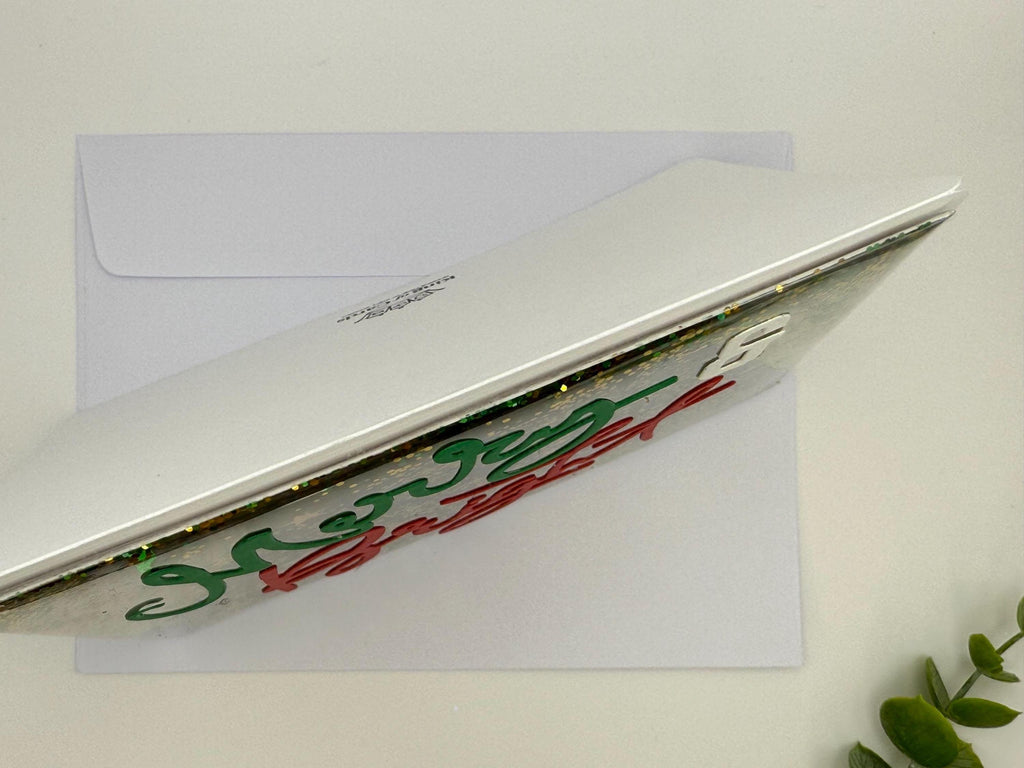 Merry & Bright Christmas Card | Handmade Shaker Holiday Card