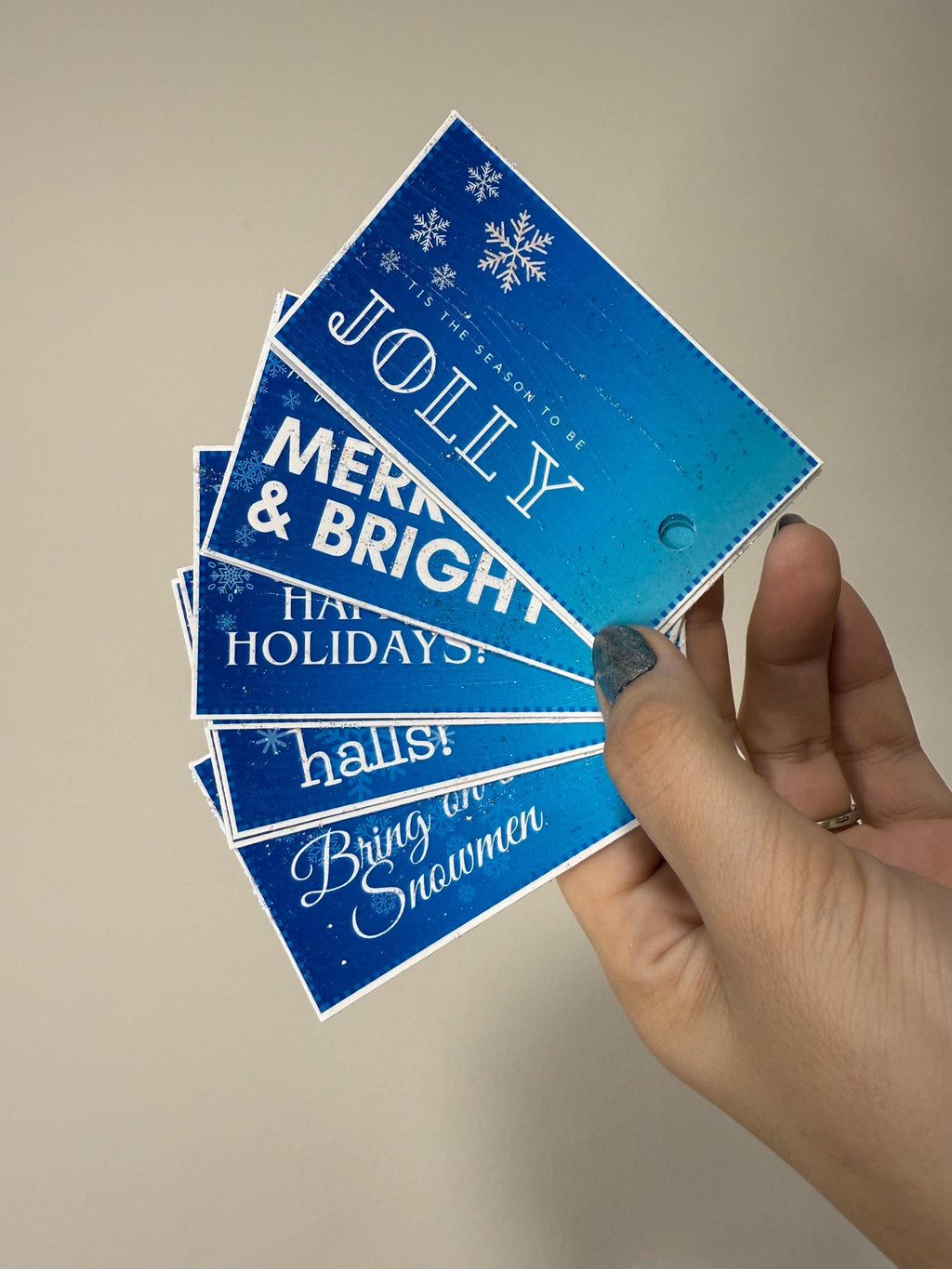 Blue and White Christmas Card Pack of 10 | Winter Holiday Cards