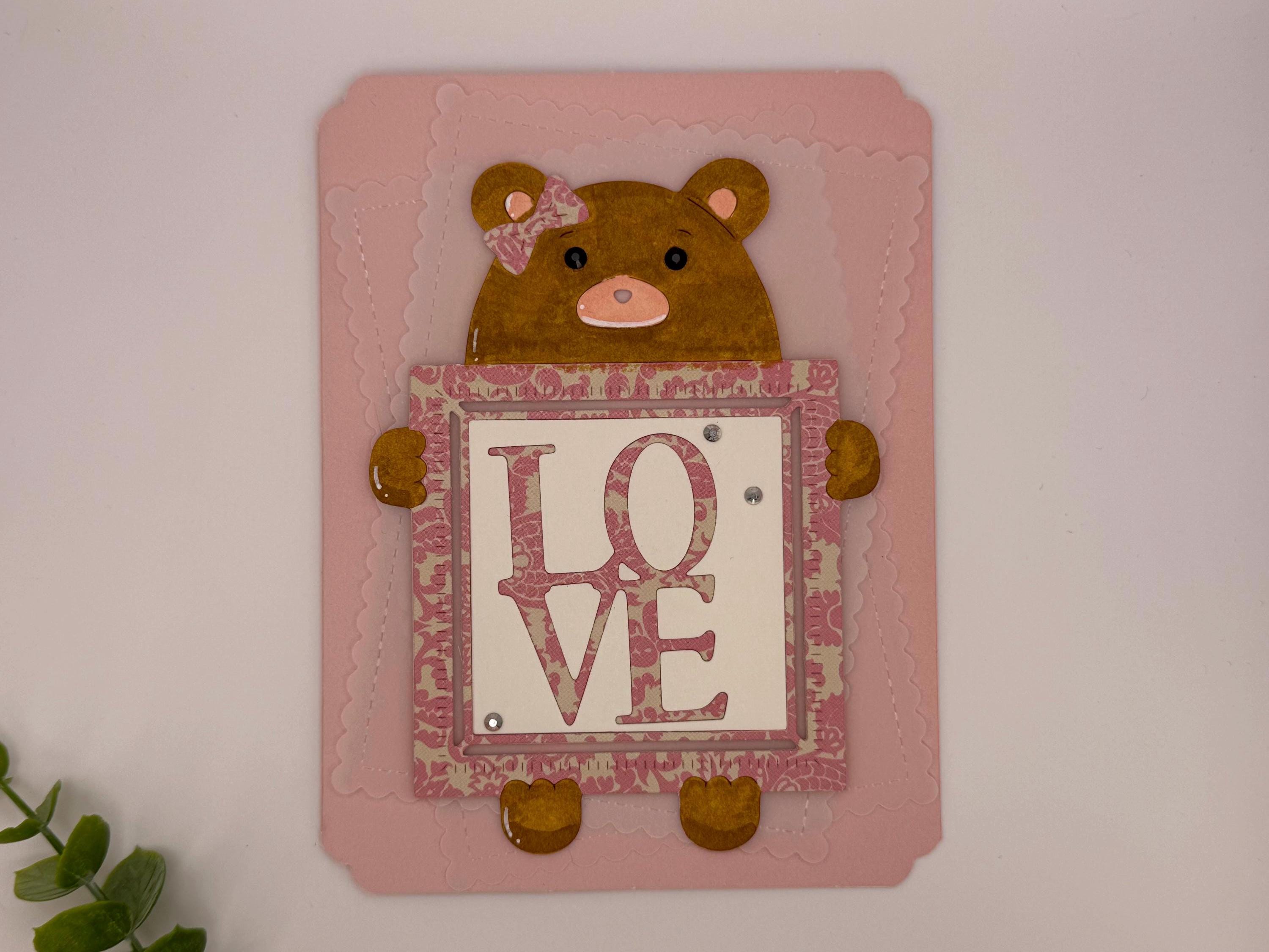 Baby Girl, Pink Bear | Handmade New Baby Greeting Card