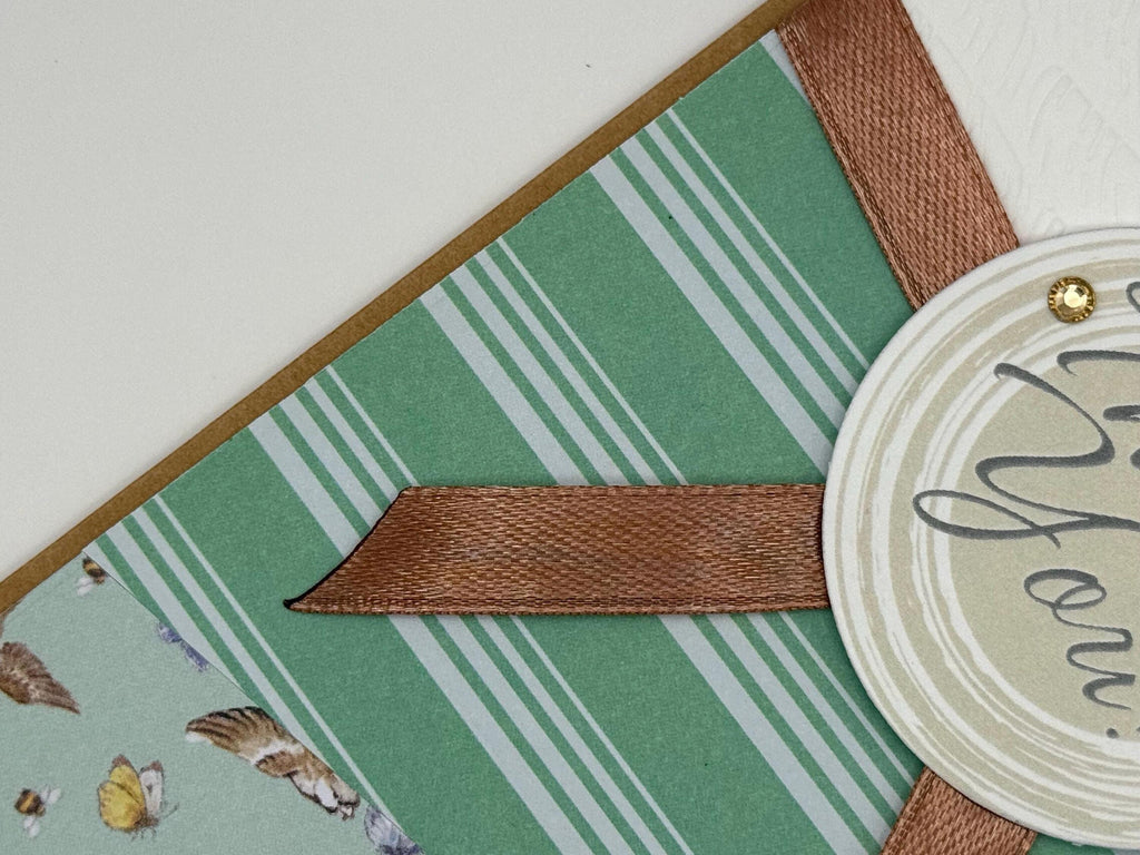 Thank You Card | Handmade with Bird Pattern