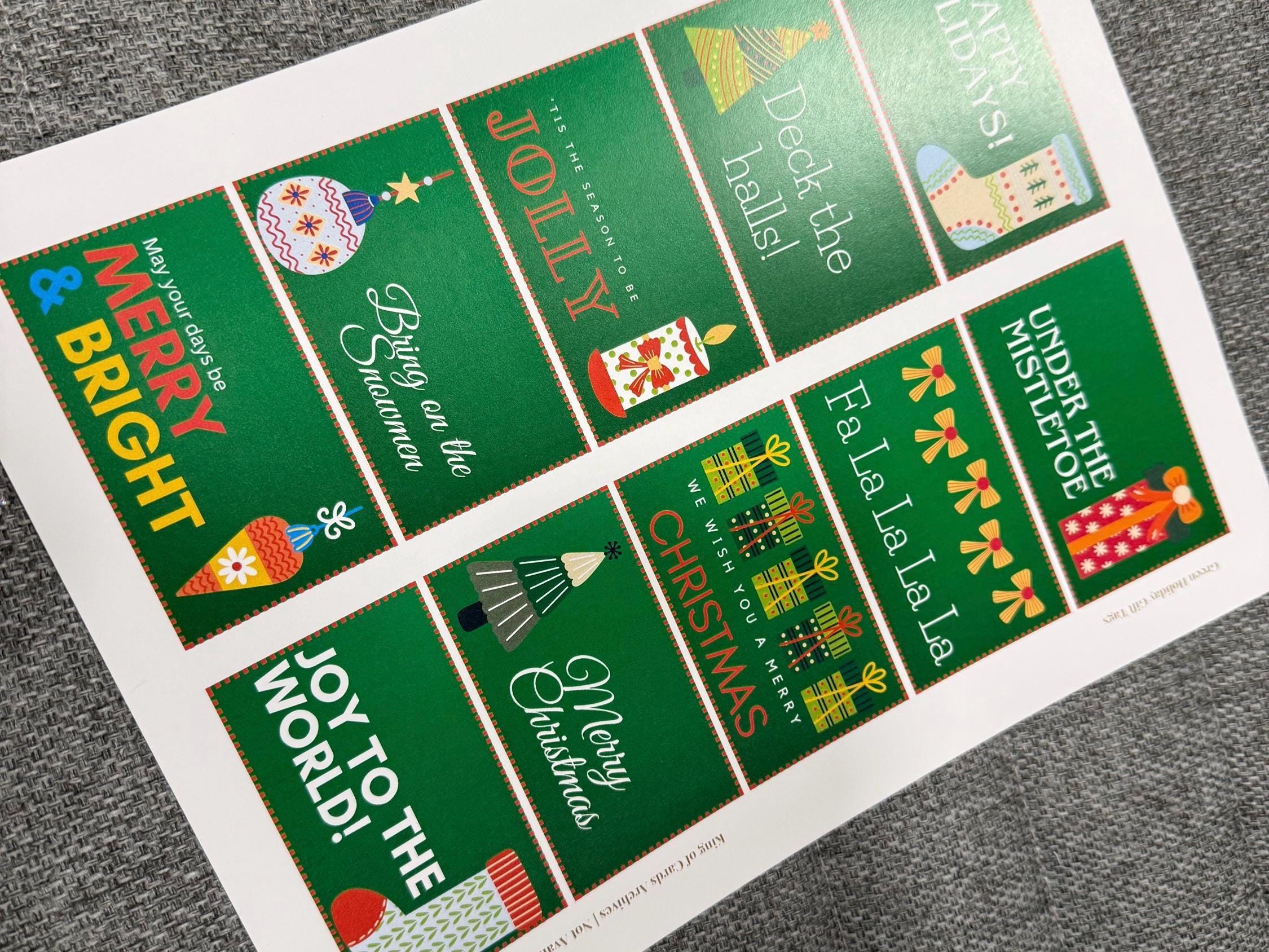Green Printable Christmas Gift Tags | Digital Download PDF