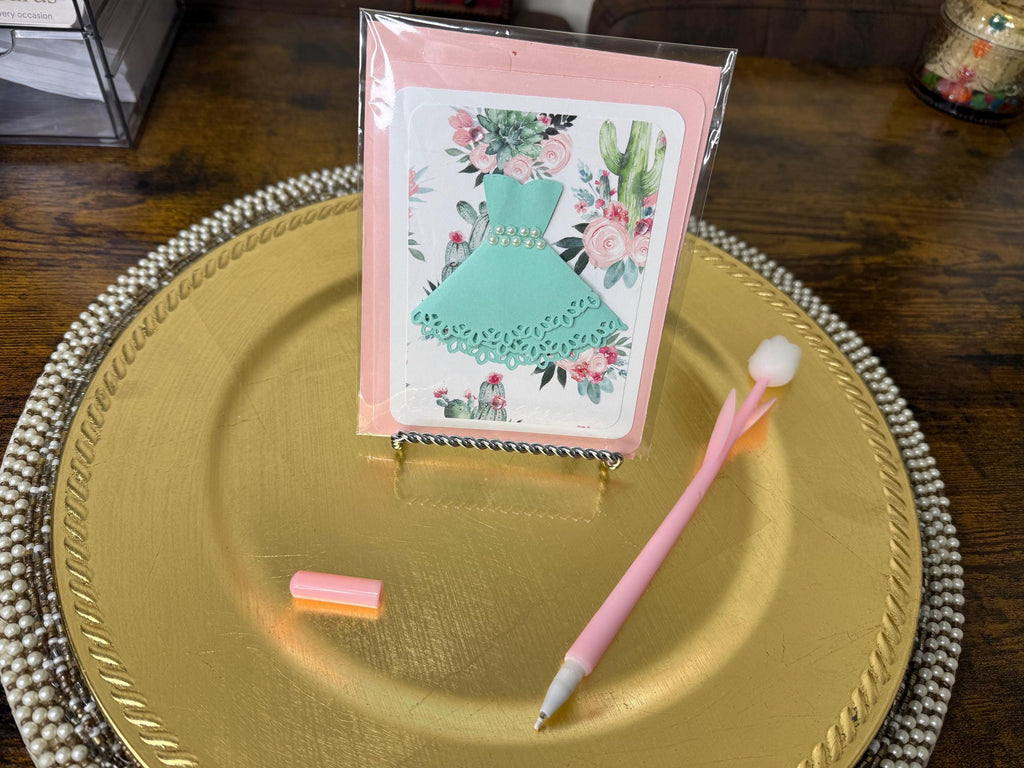 Handmade Floral Dress Card for Her