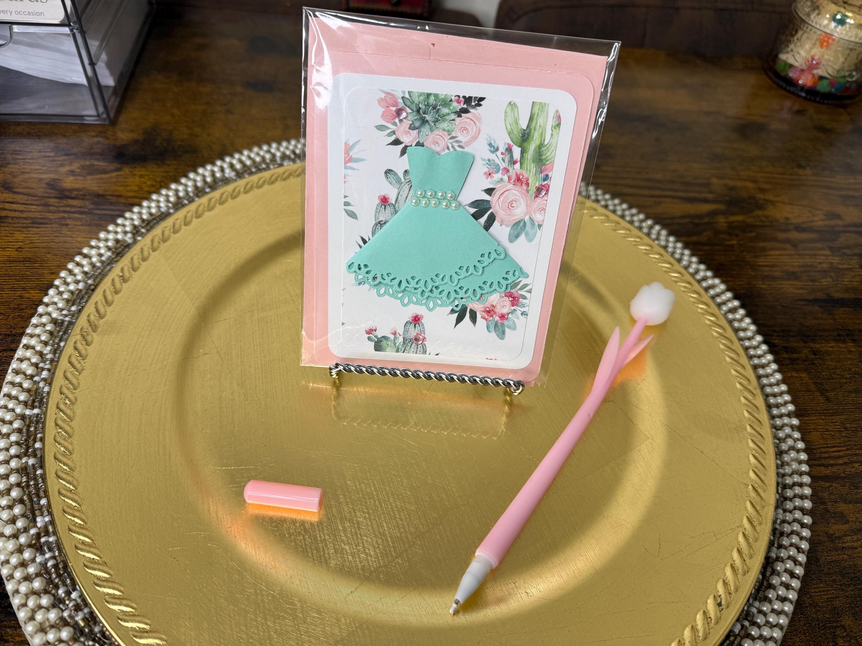 Handmade Floral Dress Card for Her