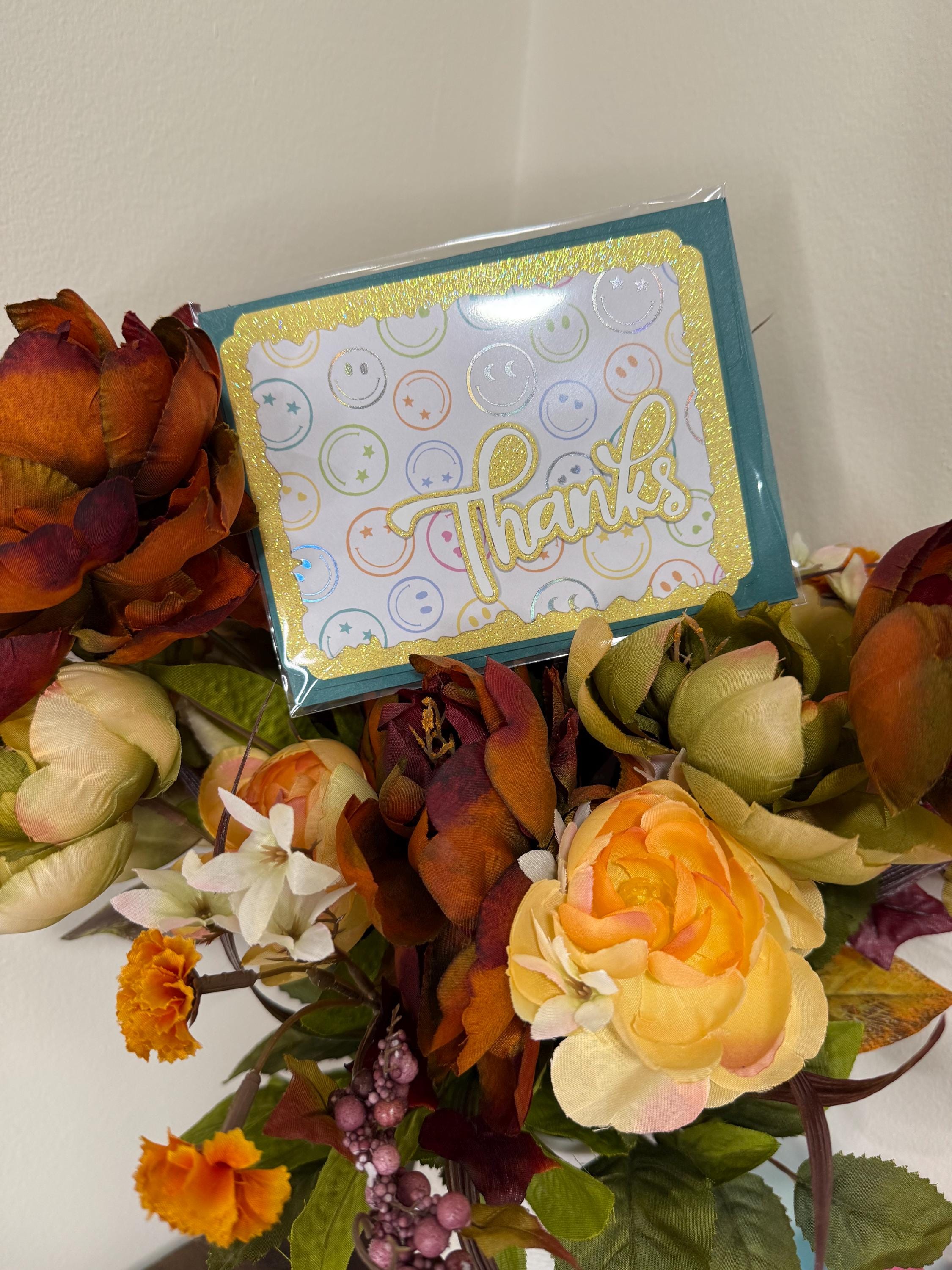 Handmade Glitter Thank You Card | For her