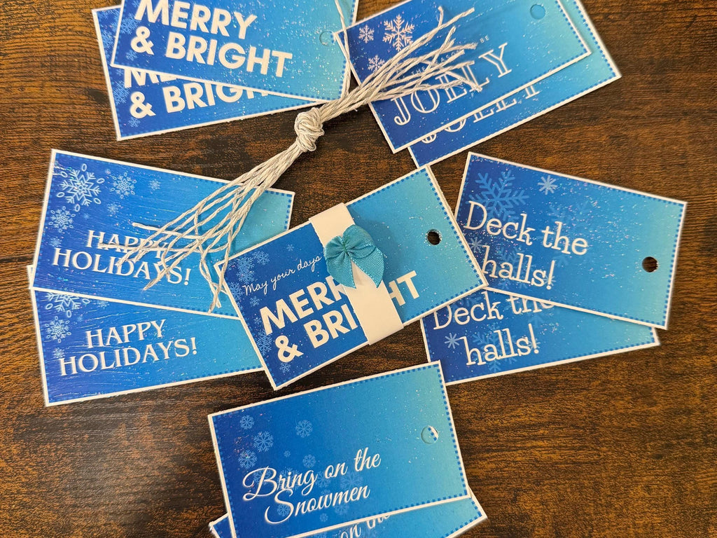 Blue Christmas Gift Tag 10 Pack | 5 Styles of Handmade Holiday Labels