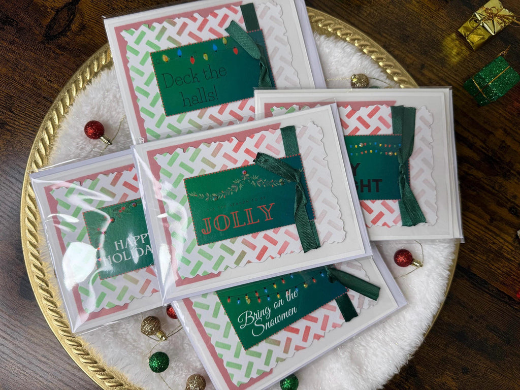 Handmade Traditional Christmas Colors Card Pack of 10