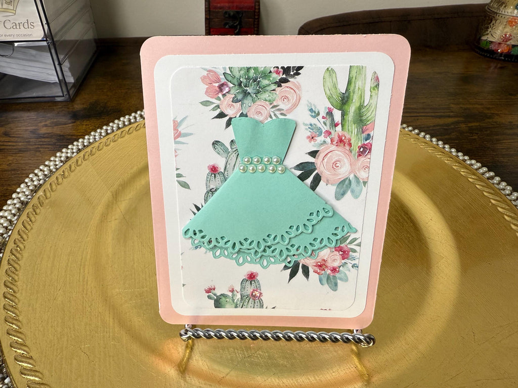 Handmade Floral Dress Card for Her