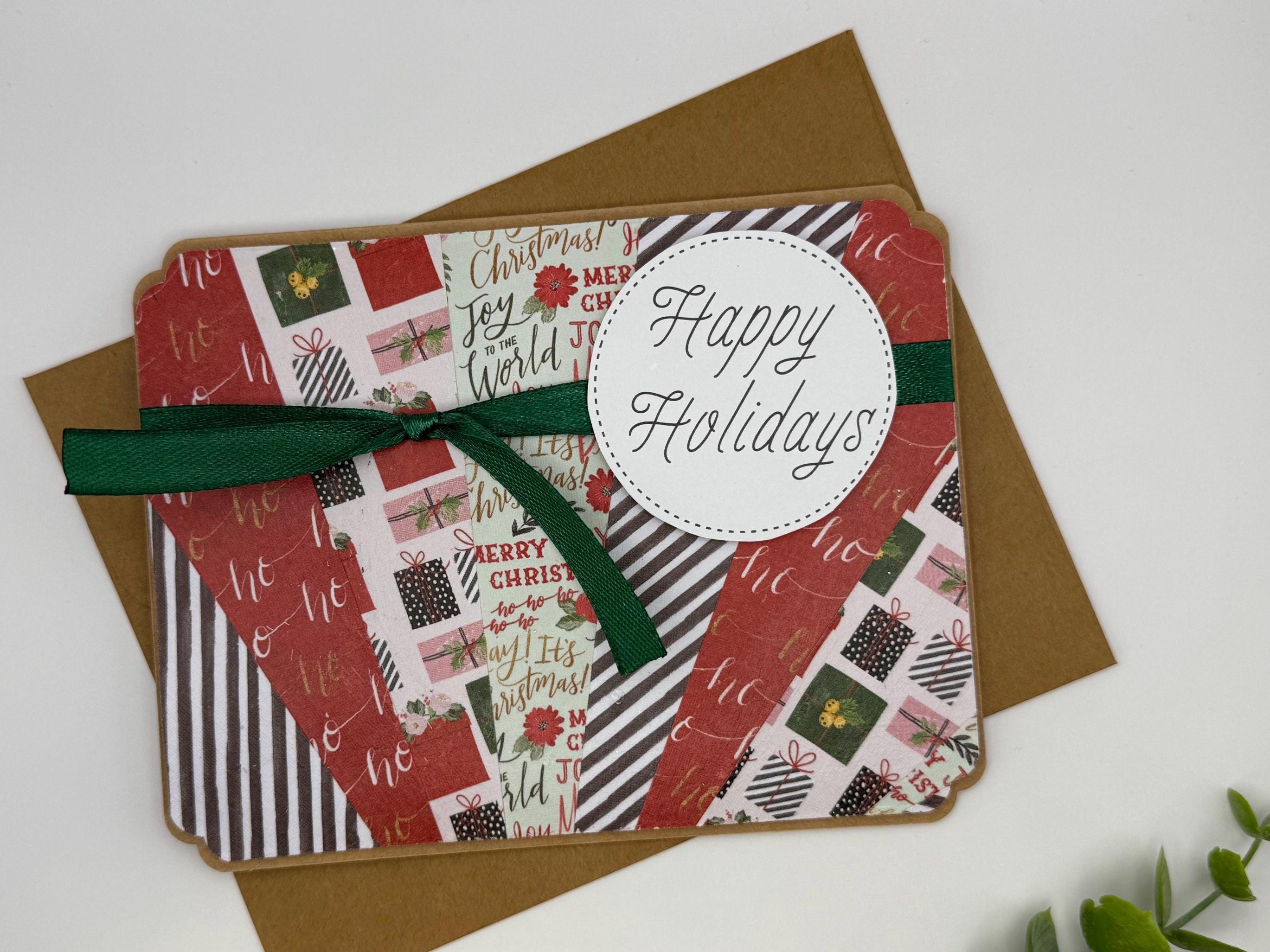 Handmade Happy Holidays Card | Rustic Patchwork Christmas Card