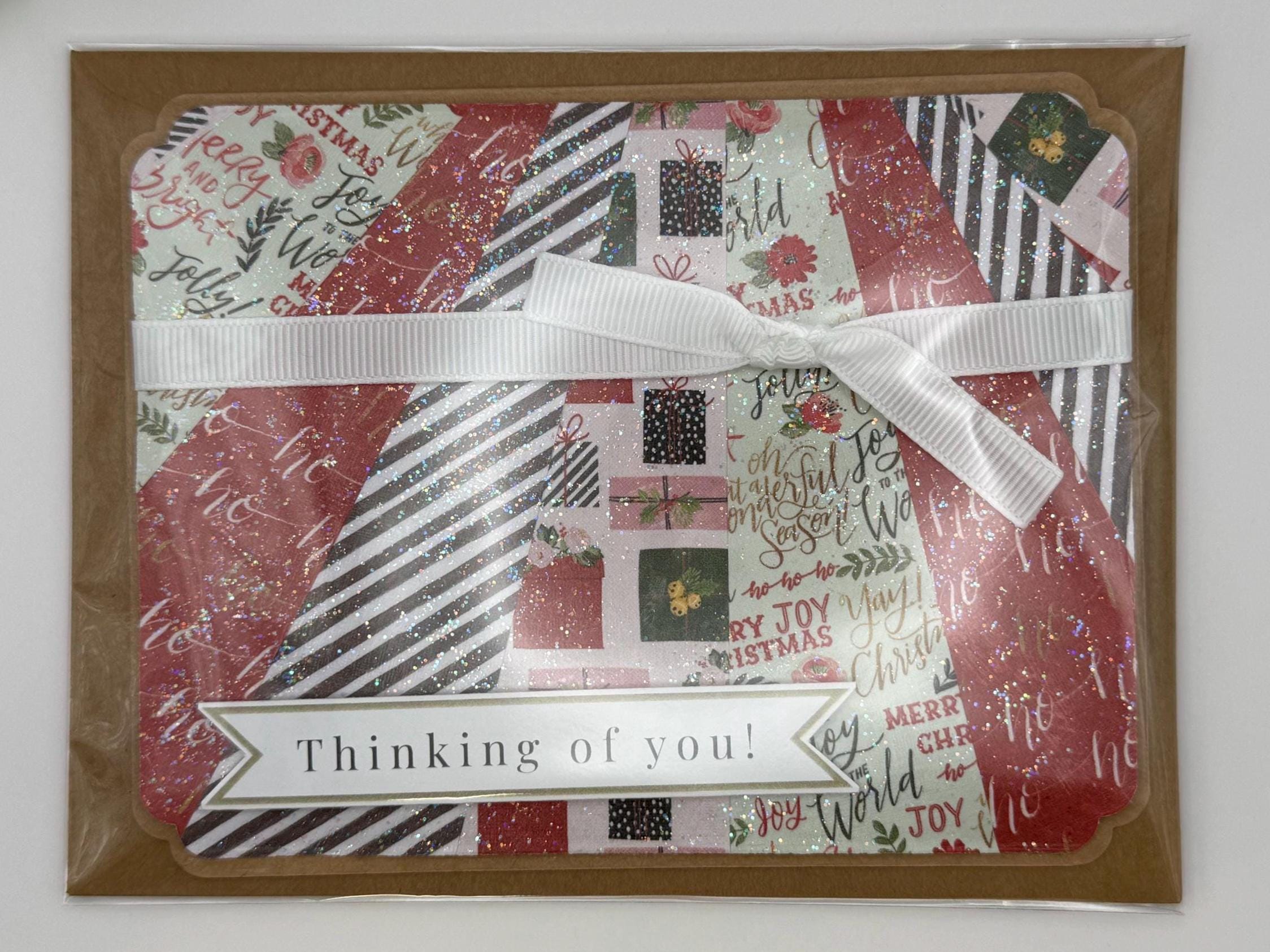 Thinking of You Christmas Card | Handmade Holiday Patchwork Card