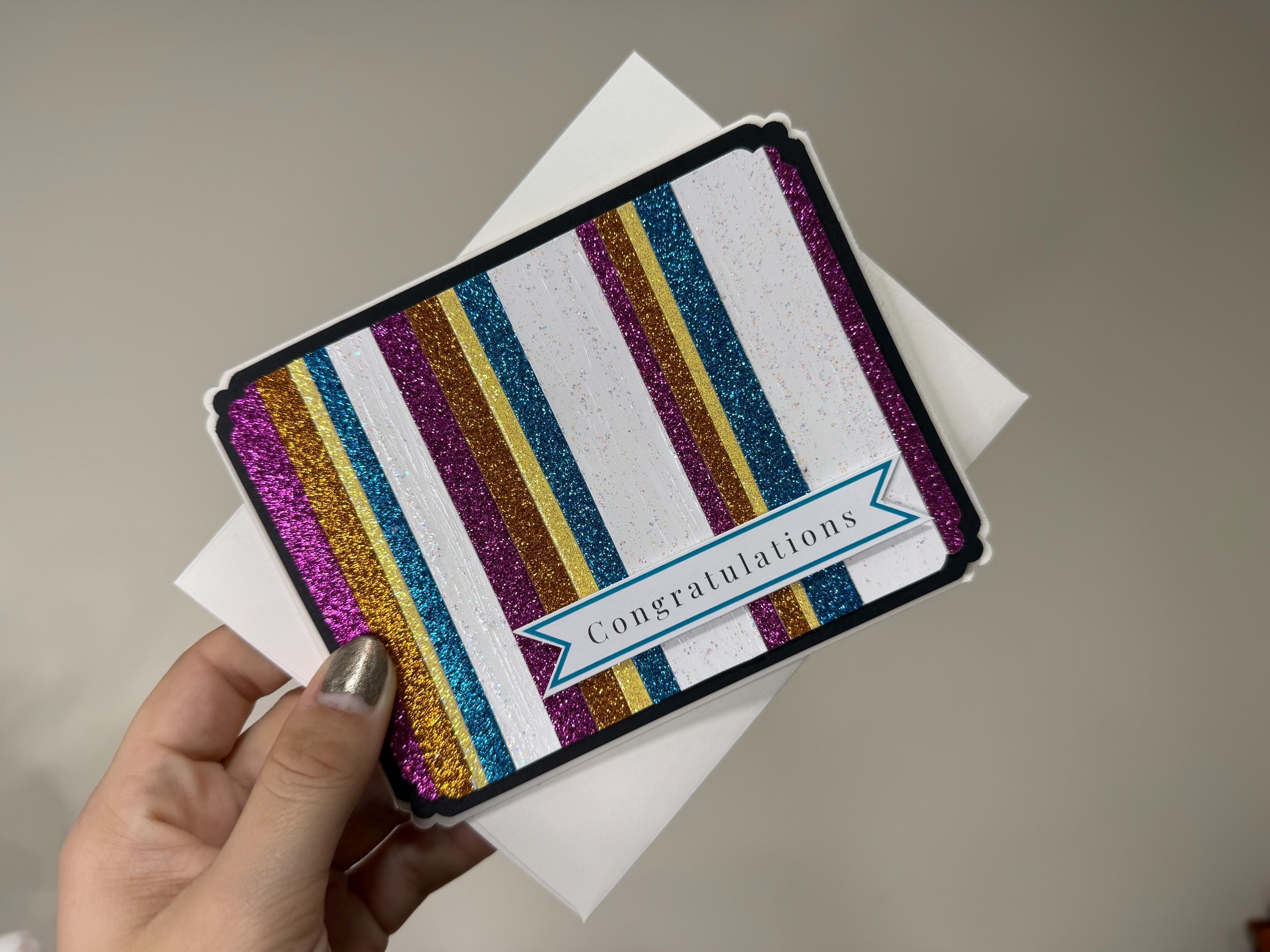 Glitter Congratulations Card | Handmade Sparkly Celebration Card