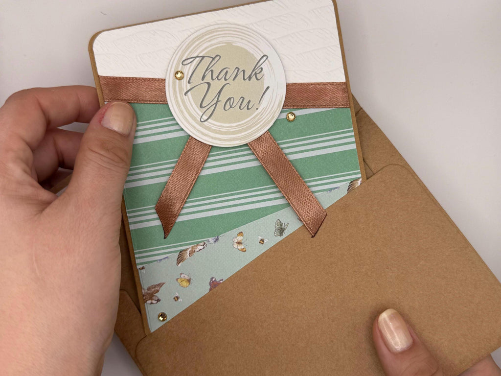 Thank You Card | Handmade with Bird Pattern