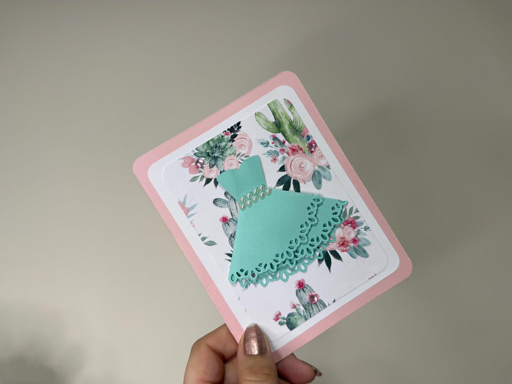 Handmade Floral Dress Card for Her