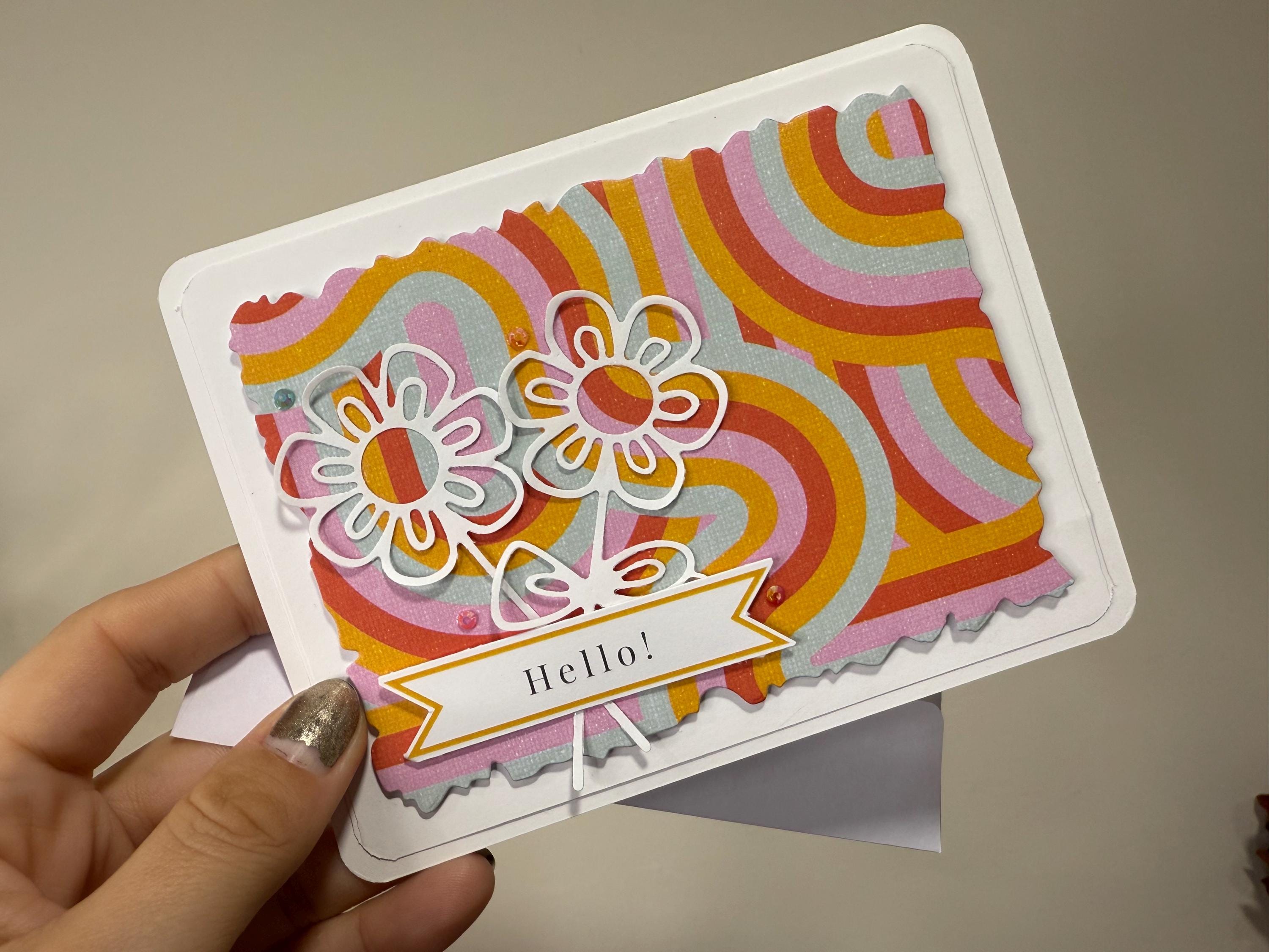 Groovy Hello Card | Handmade 70s Style Flower Greeting Card