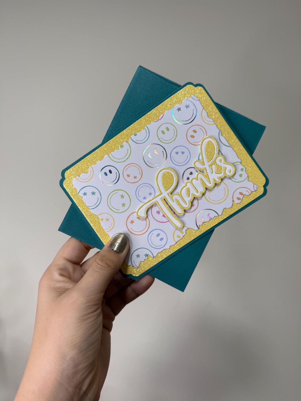 Handmade Glitter Thank You Card | For her