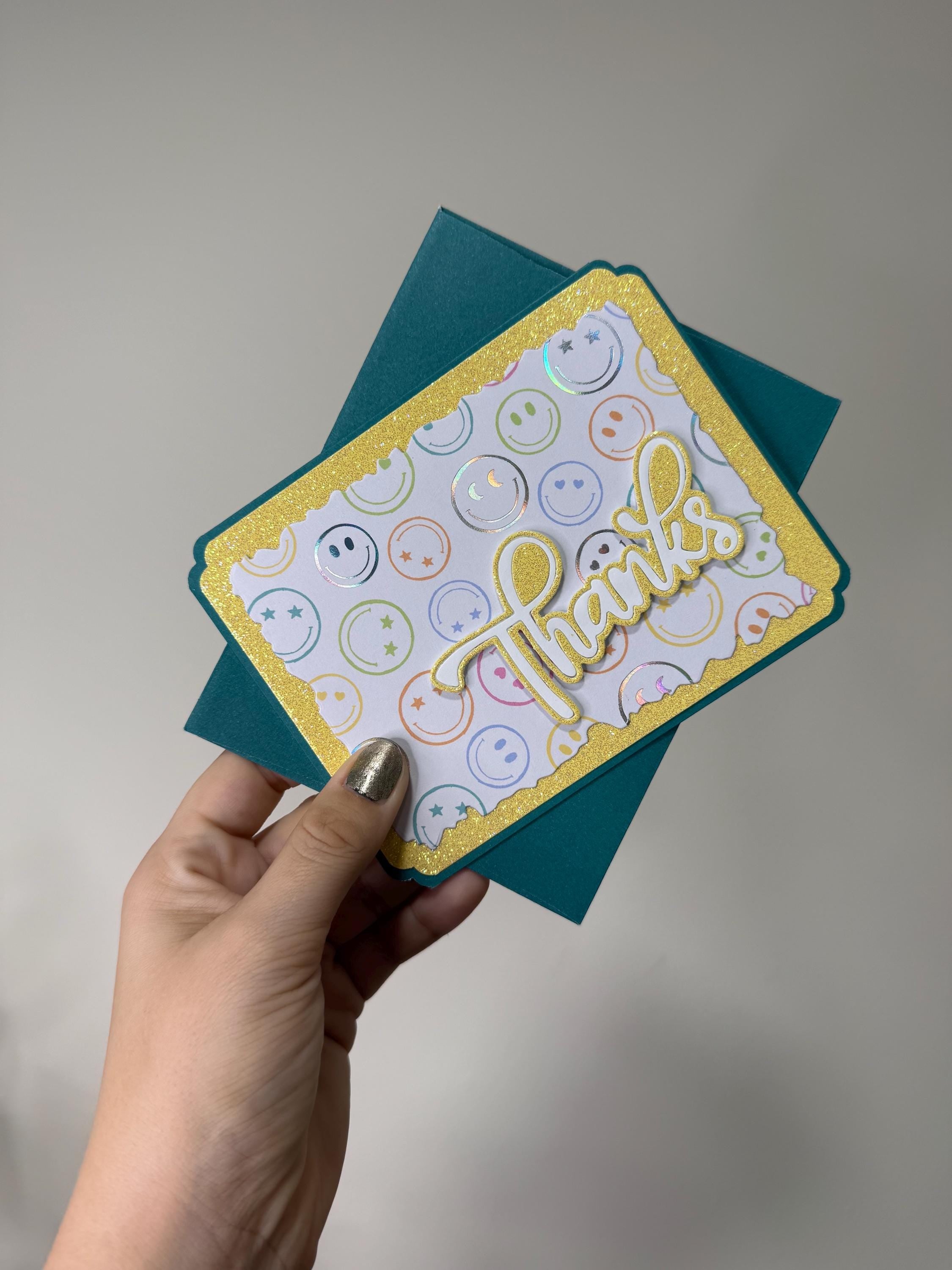Handmade Glitter Thank You Card | For her