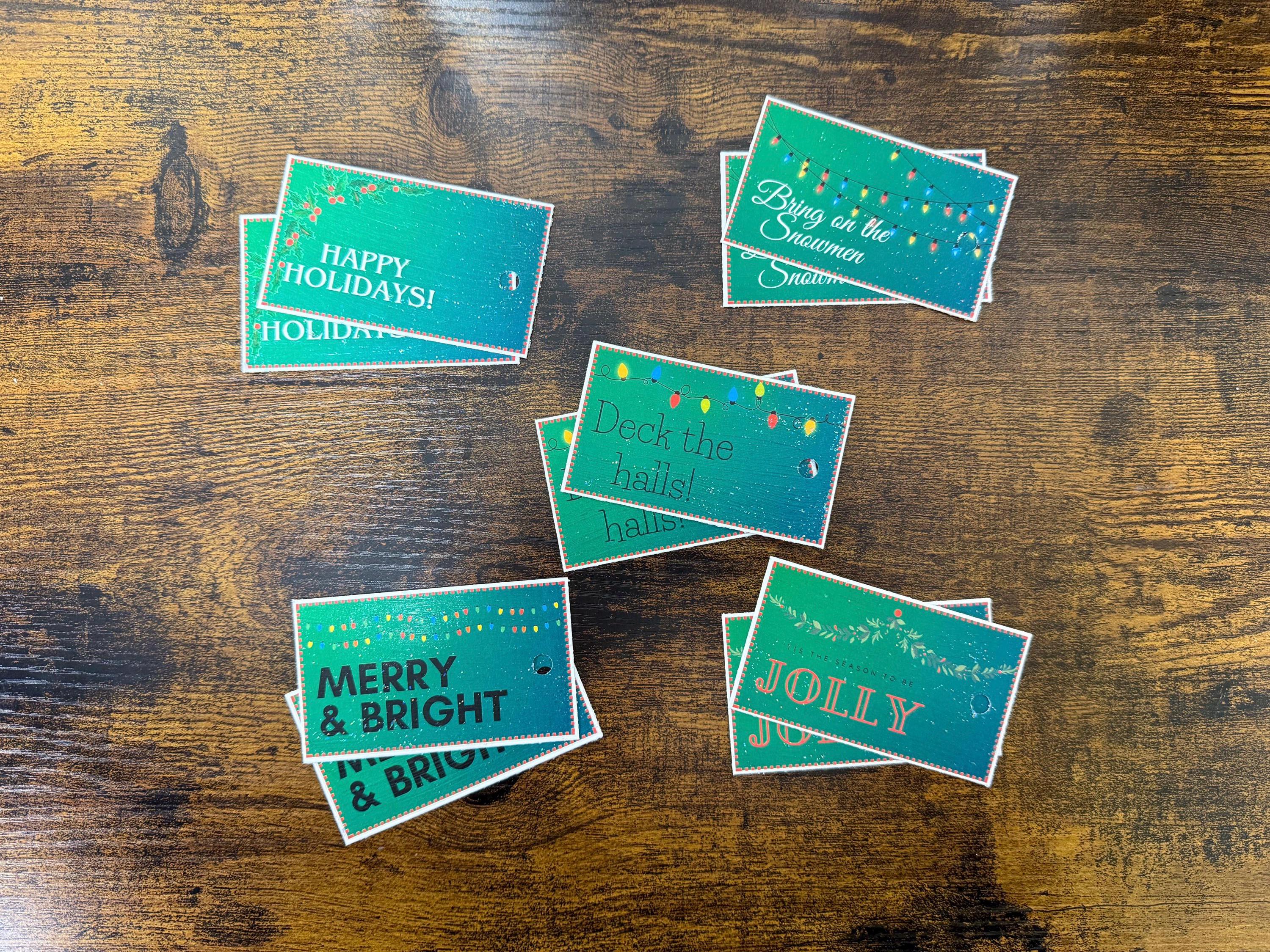 Green Christmas Gift Tag 10 Pack | 5 Styles of Handmade Holiday Labels