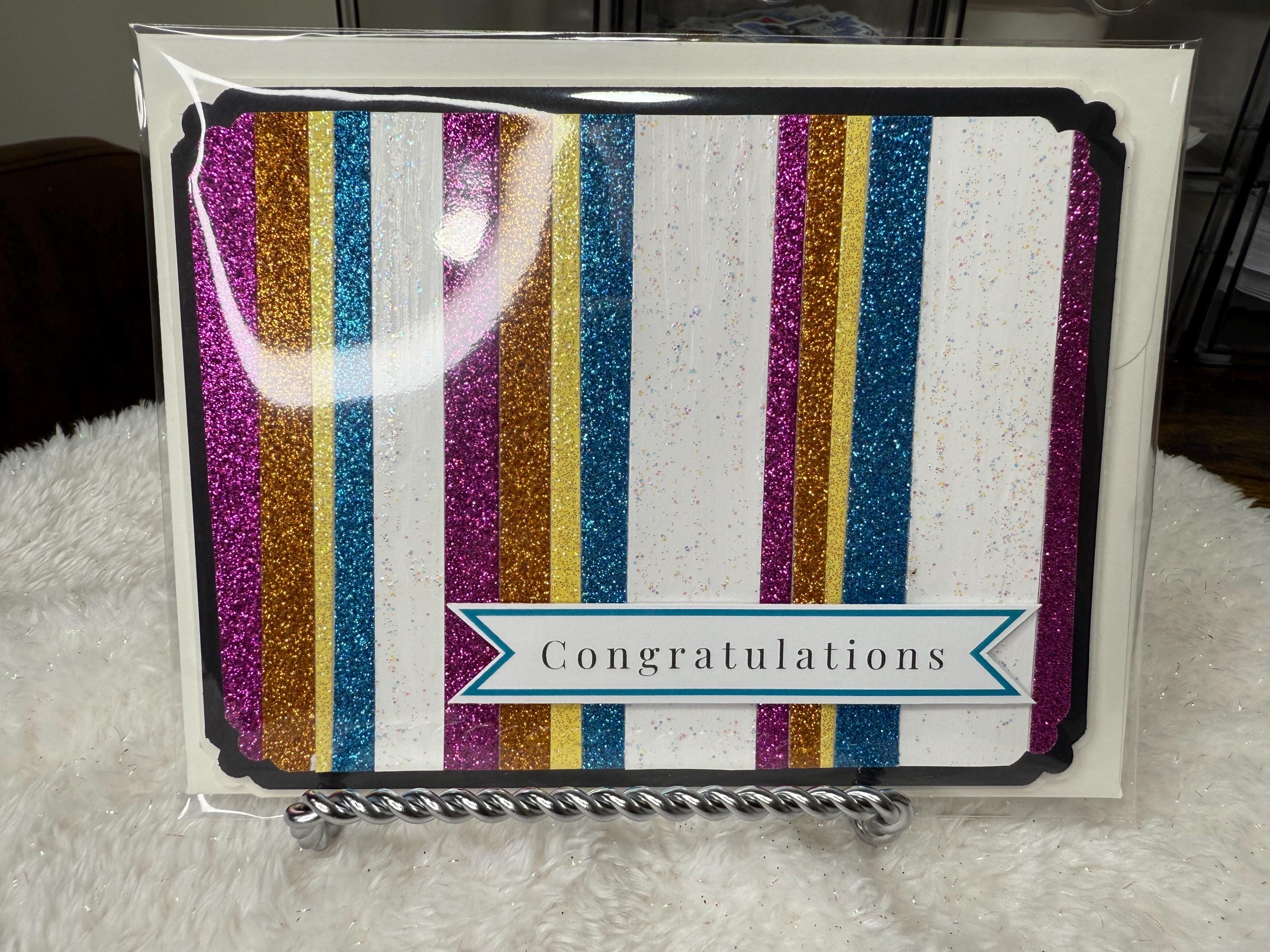 Glitter Congratulations Card | Handmade Sparkly Celebration Card