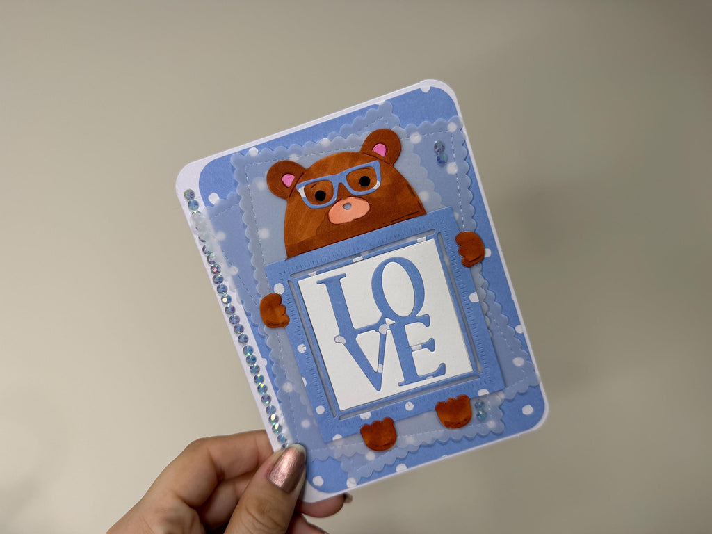 New Baby Boy Teddy Bear | Handmade Greeting Card