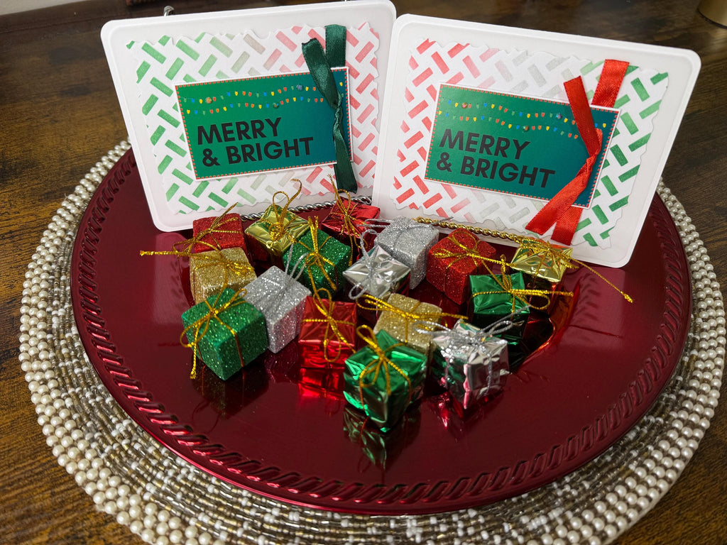 Handmade Green and Red Christmas Card Pack of 10