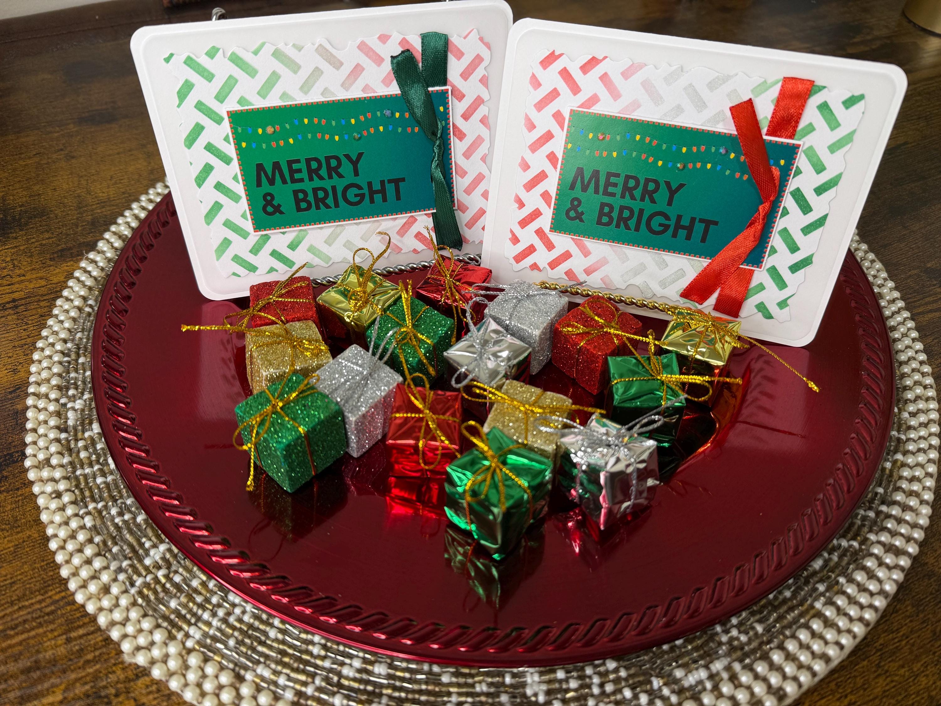 Handmade Green and Red Christmas Card Pack of 10