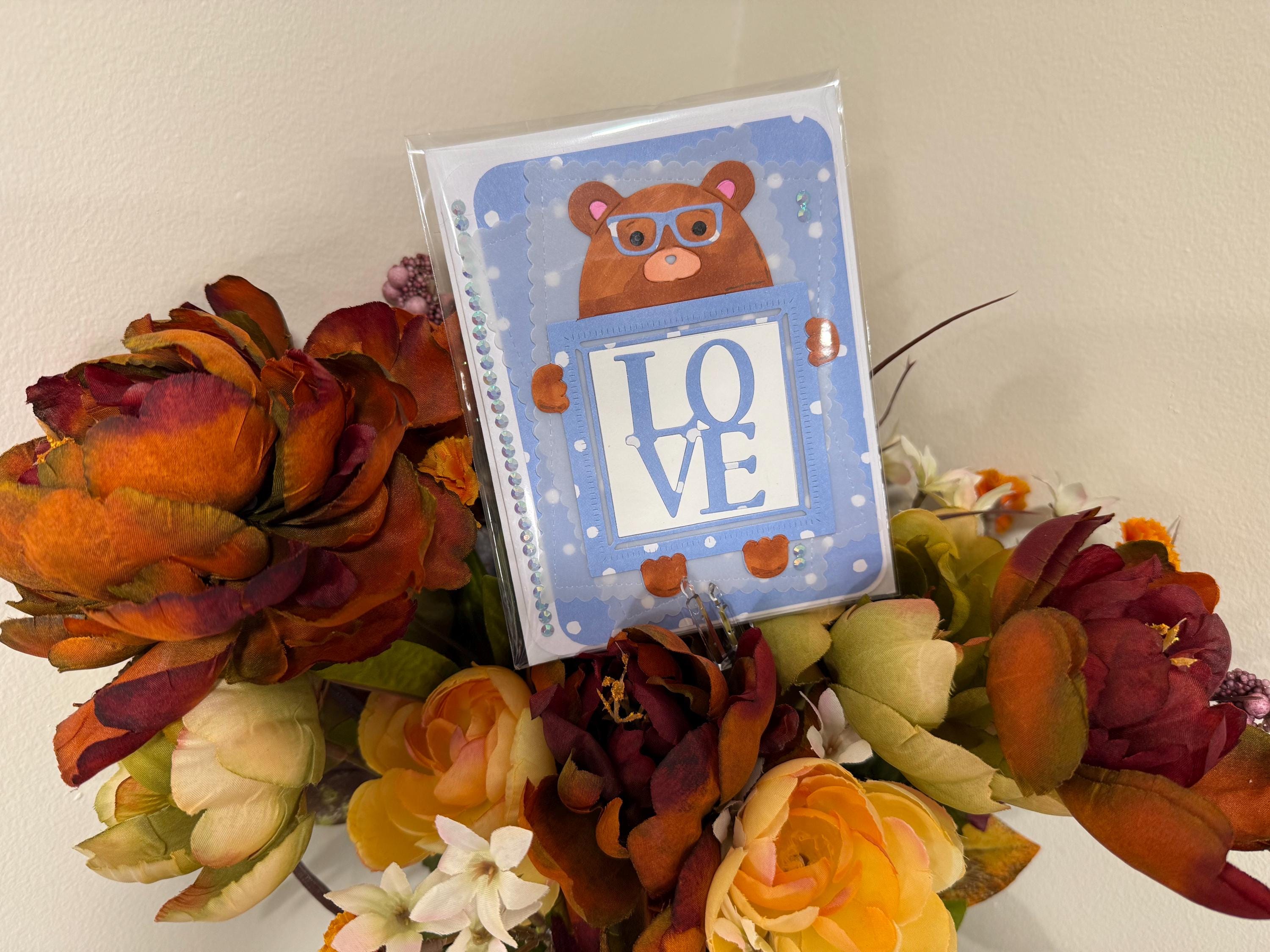 New Baby Boy Teddy Bear | Handmade Greeting Card