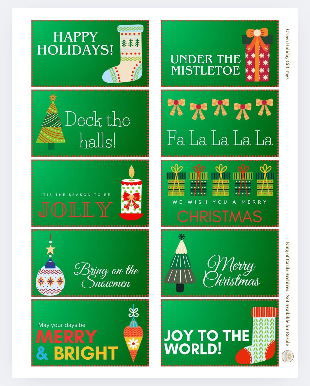 Green Printable Christmas Gift Tags | Digital Download PDF