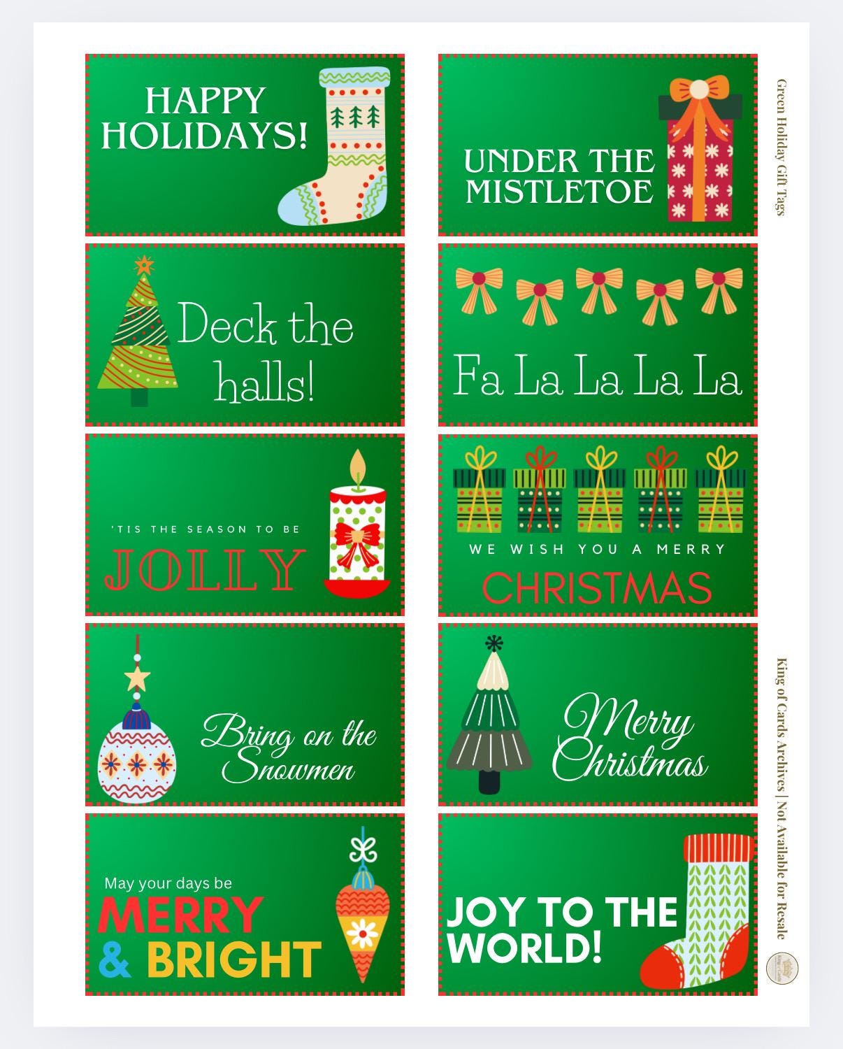 Green Printable Christmas Gift Tags | Digital Download PDF