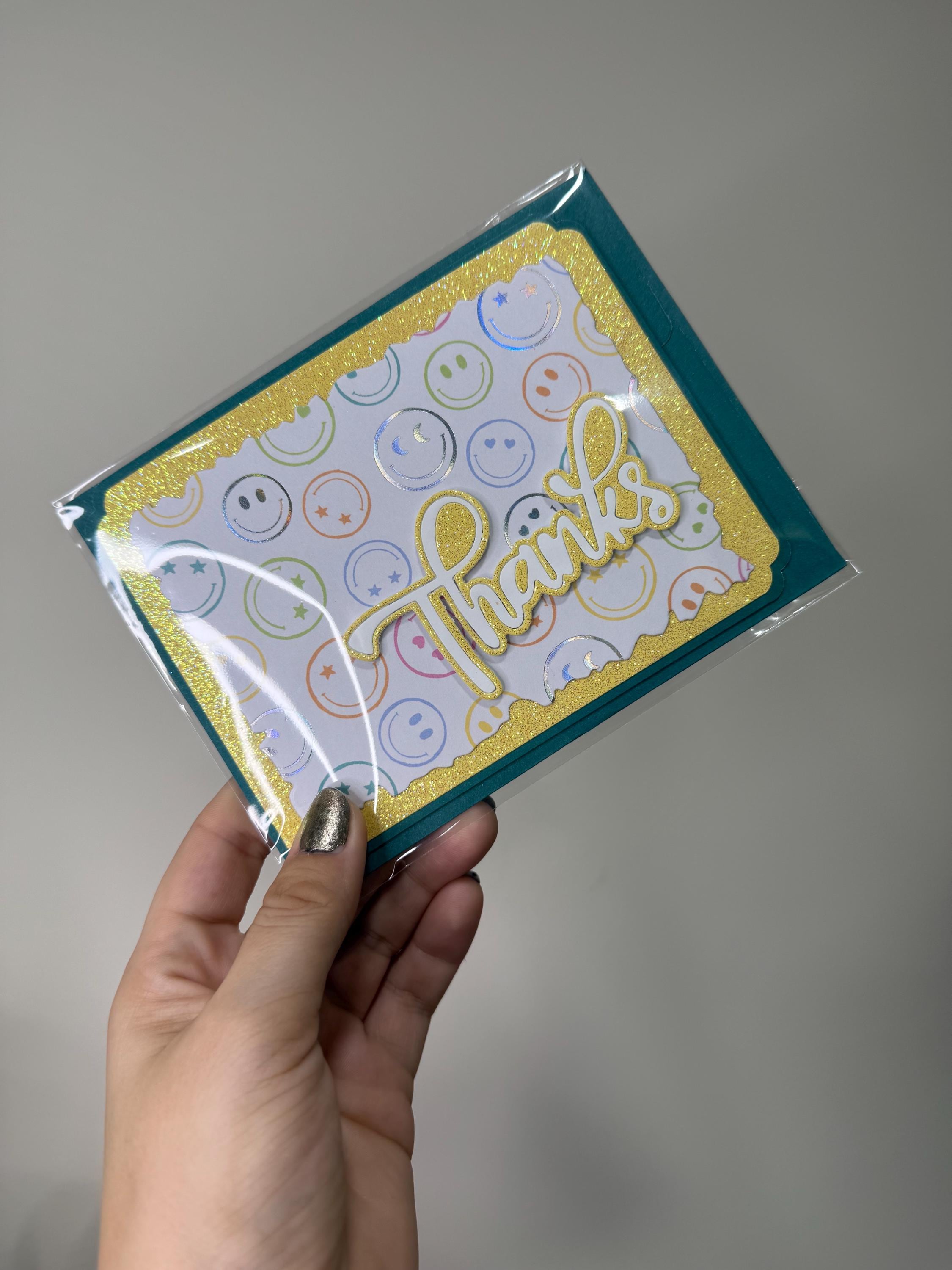 Handmade Glitter Thank You Card | For her