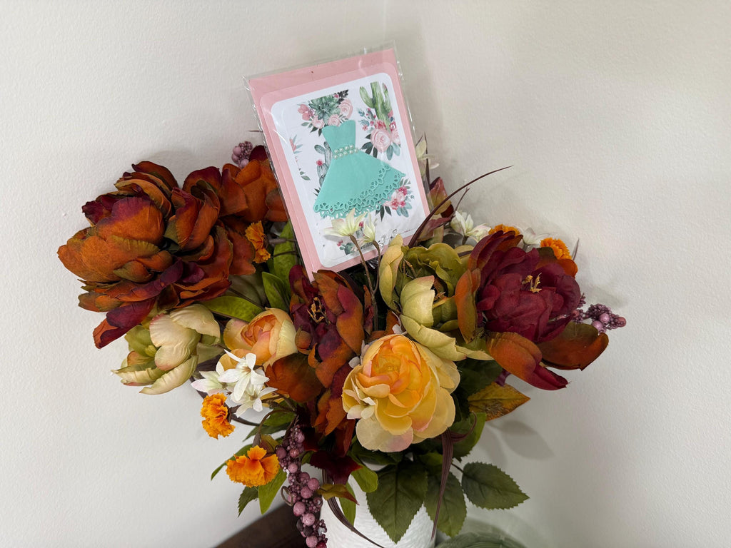 Handmade Floral Dress Card for Her