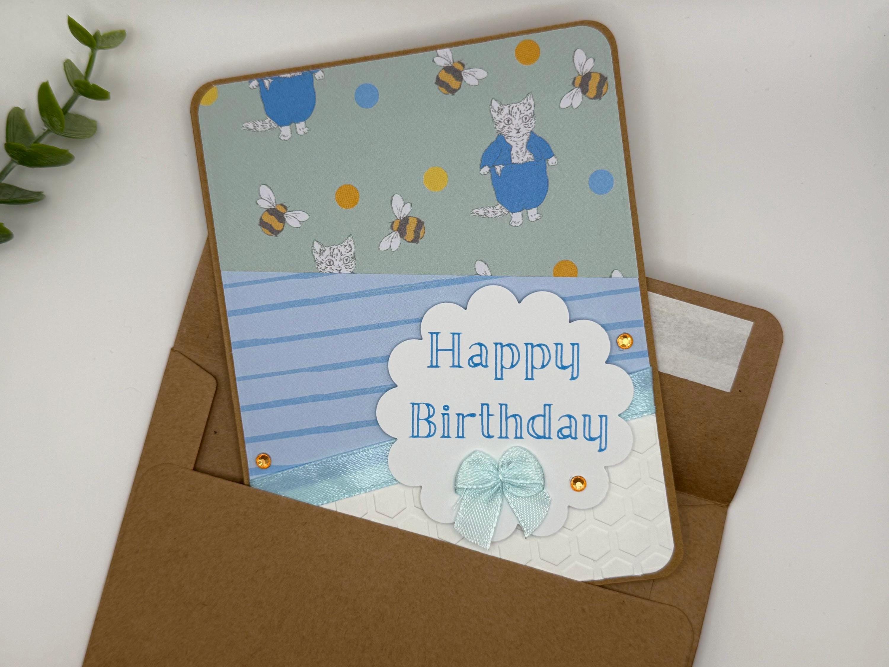 Handmade Happy Birthday Card | Whimsical Animal & Bee Note