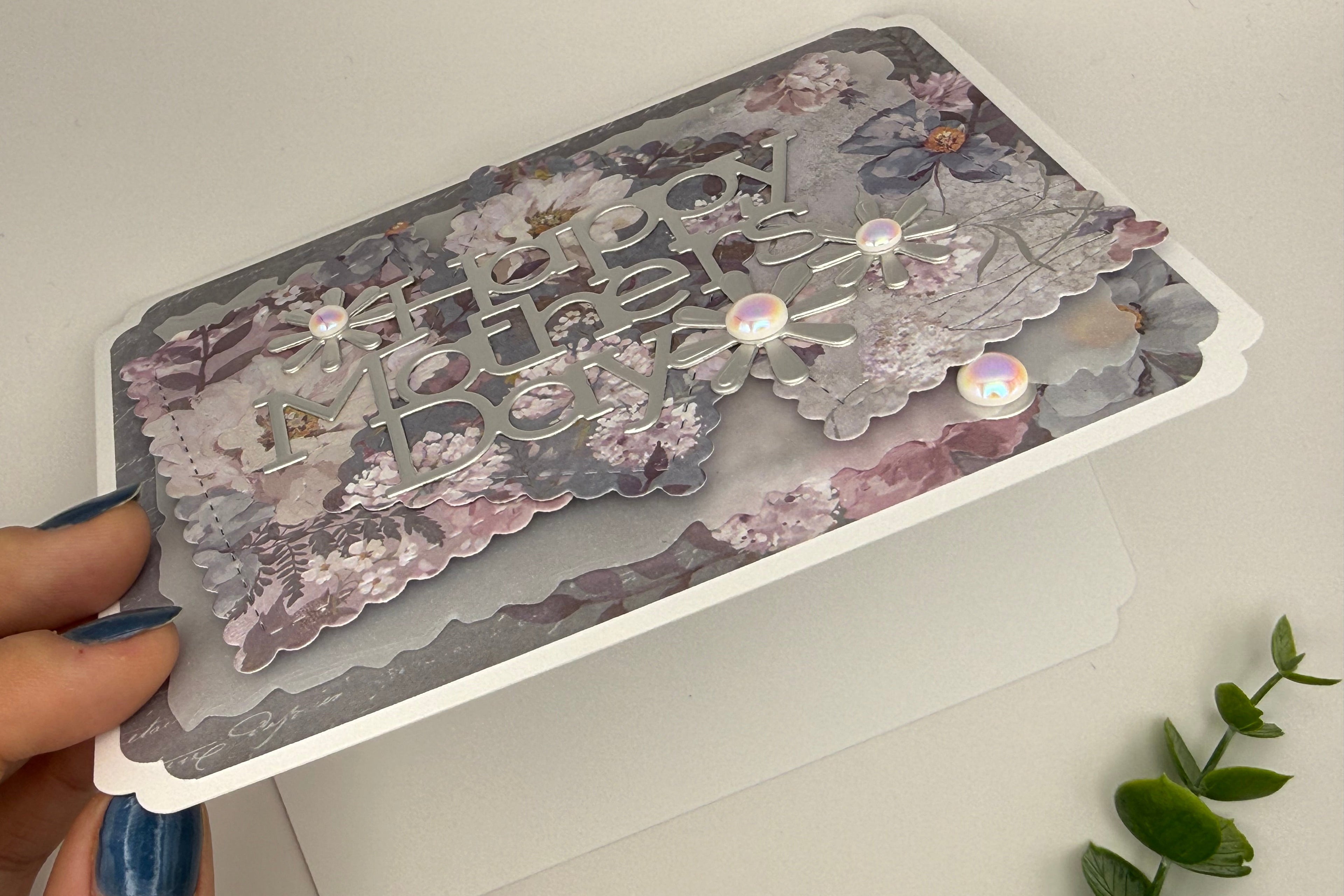 Lilac Mother’s Day Card – Handmade Floral Card for Mom