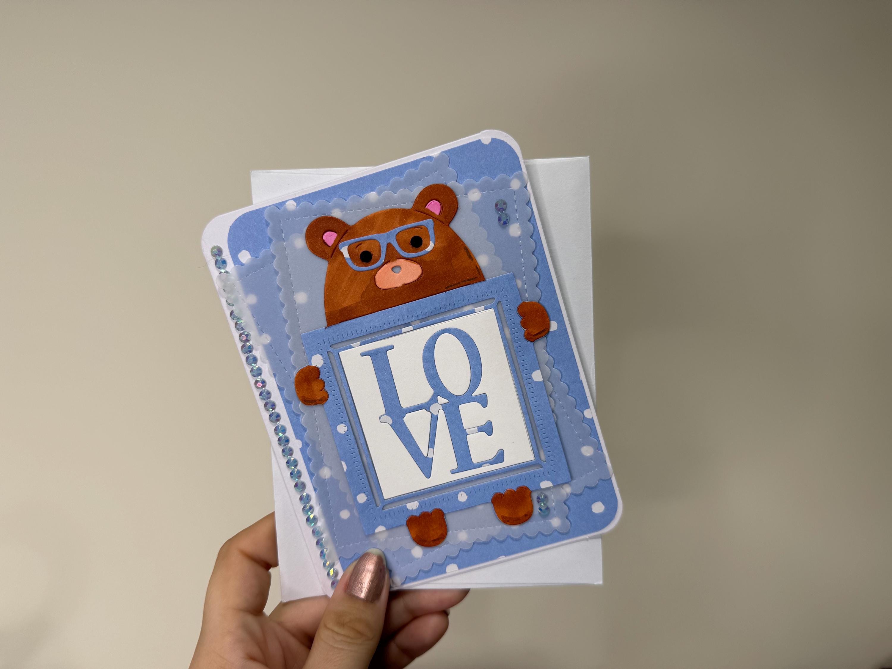 New Baby Boy Teddy Bear | Handmade Greeting Card
