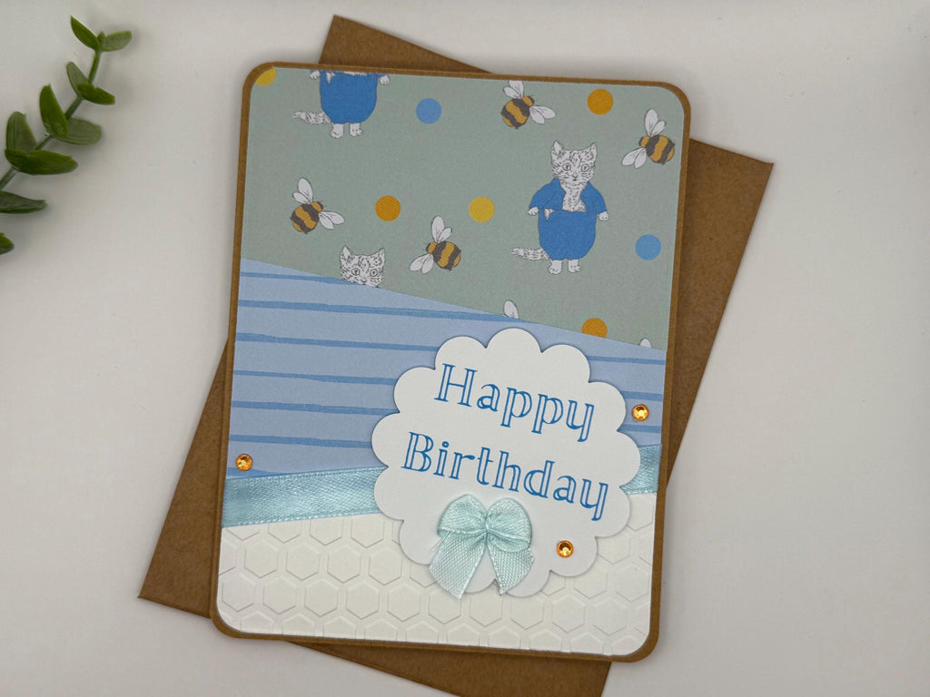 Handmade Happy Birthday Card | Whimsical Animal & Bee Note