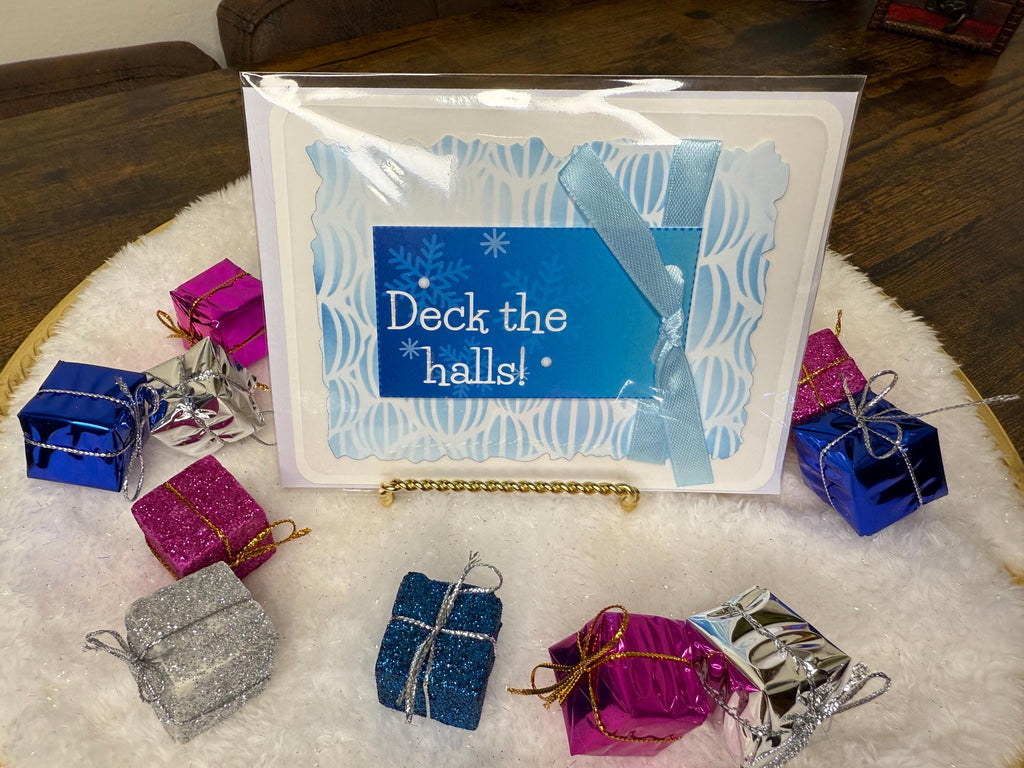 Blue and White Christmas Card Pack of 10 | Winter Holiday Cards