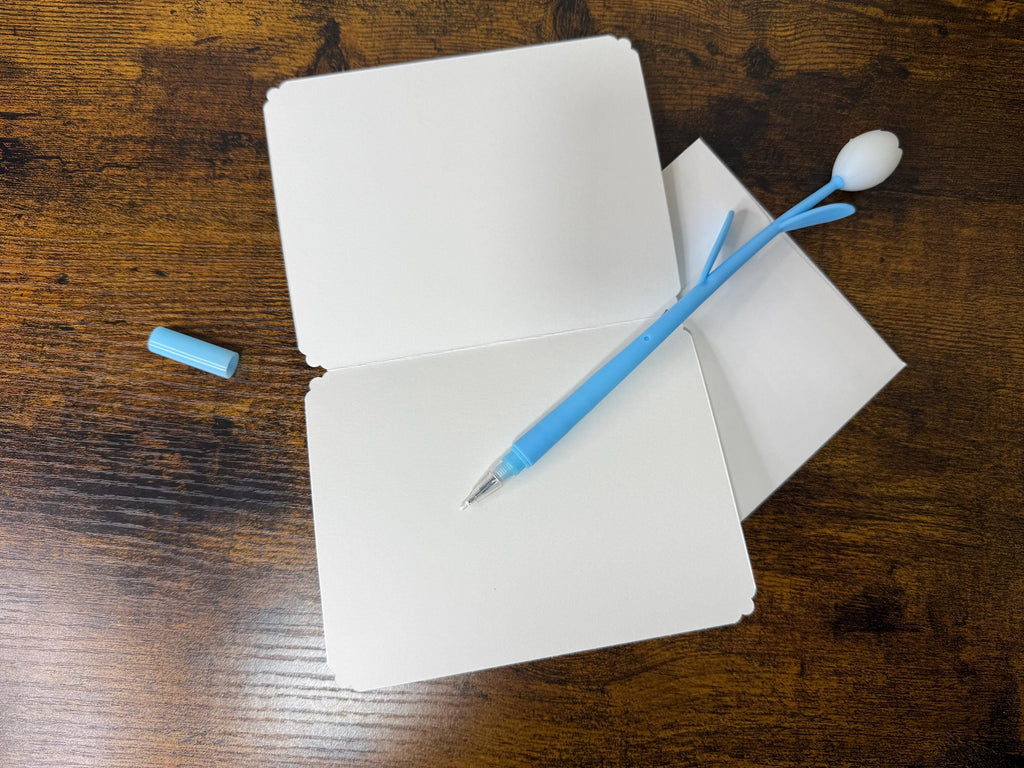 Blue and White Christmas Card Pack of 10 | Winter Holiday Cards