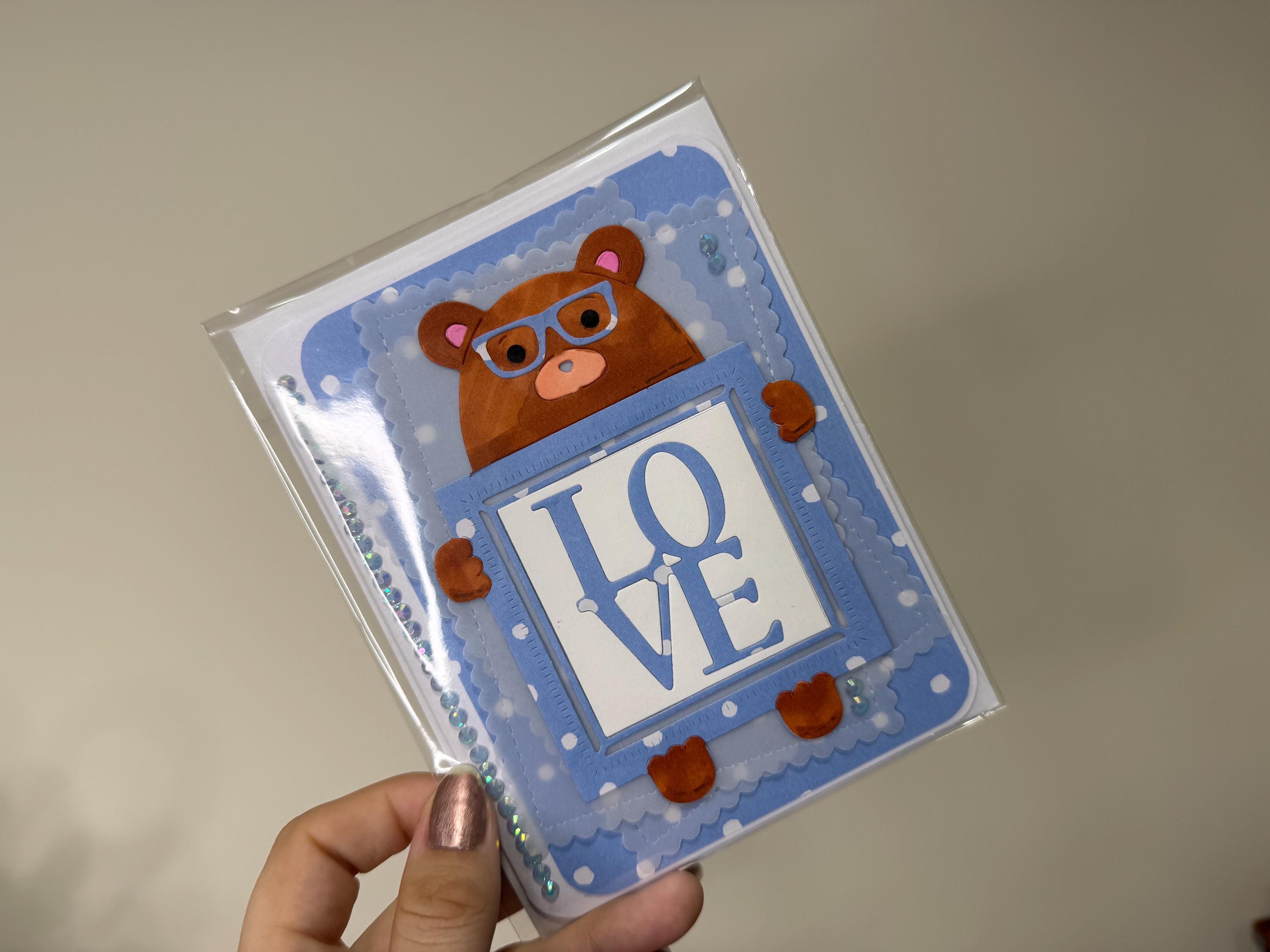 New Baby Boy Teddy Bear | Handmade Greeting Card