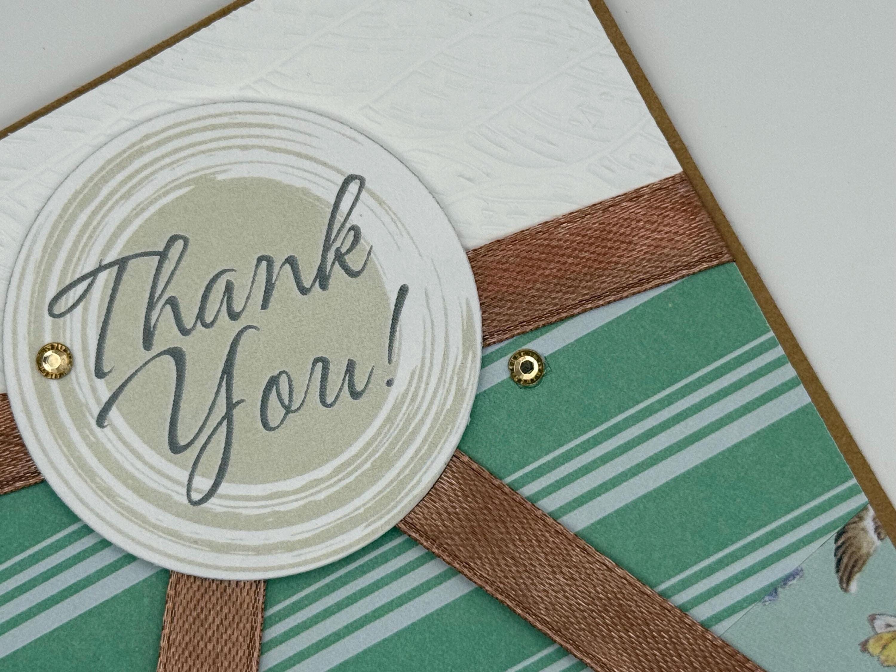 Thank You Card | Handmade with Bird Pattern