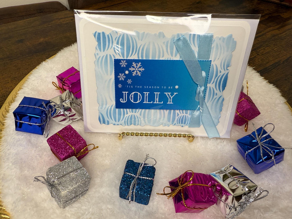 Blue and White Christmas Card Pack of 10 | Winter Holiday Cards