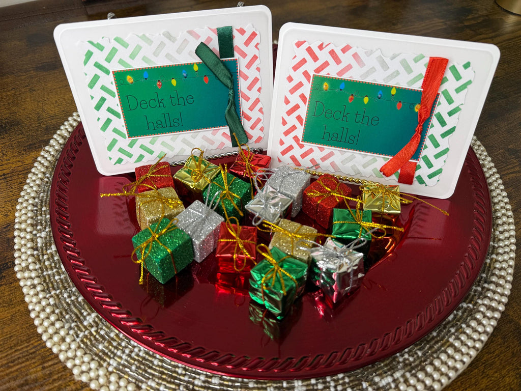 Handmade Green and Red Christmas Card Pack of 10