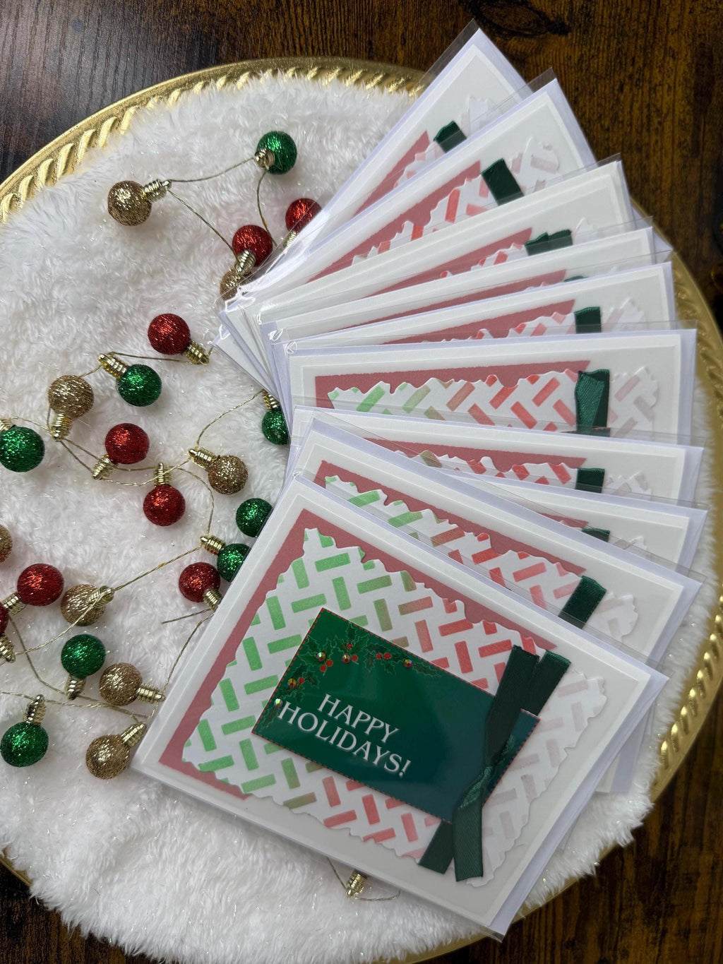 Handmade Traditional Christmas Colors Card Pack of 10