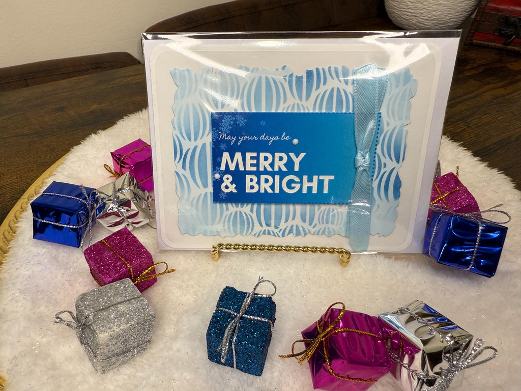 Blue and White Christmas Card Pack of 10 | Winter Holiday Cards