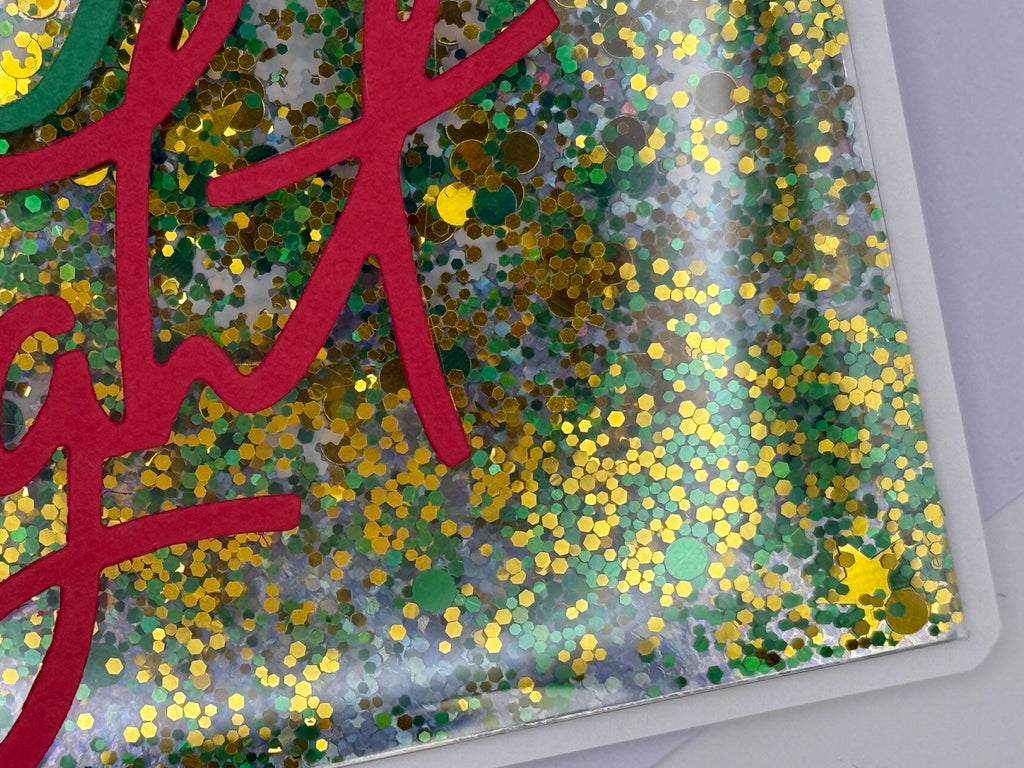 Merry & Bright Christmas Card | Handmade Shaker Holiday Card